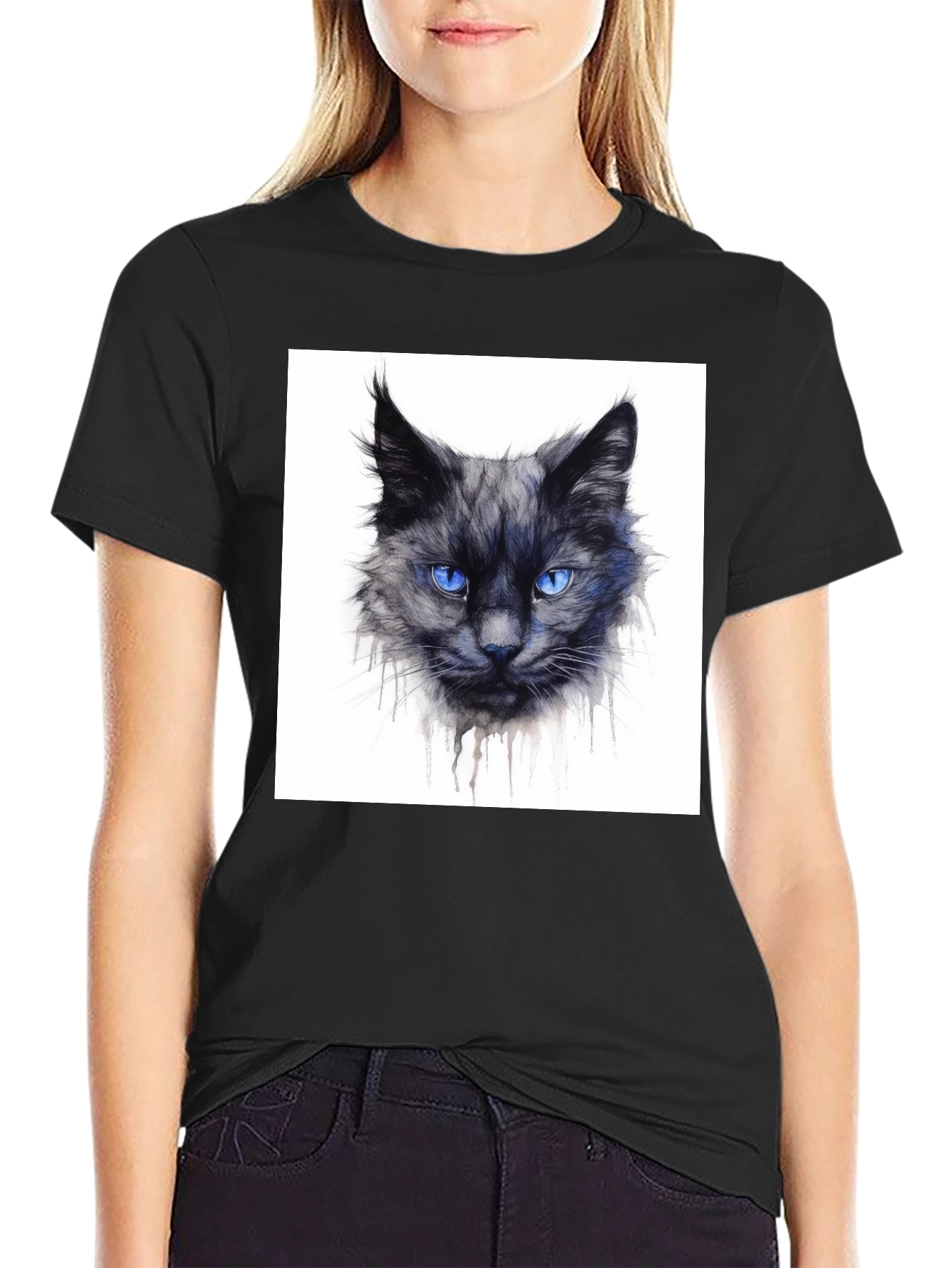 Black Black Cat Graphic Tee - Men's Crew Neck view 2