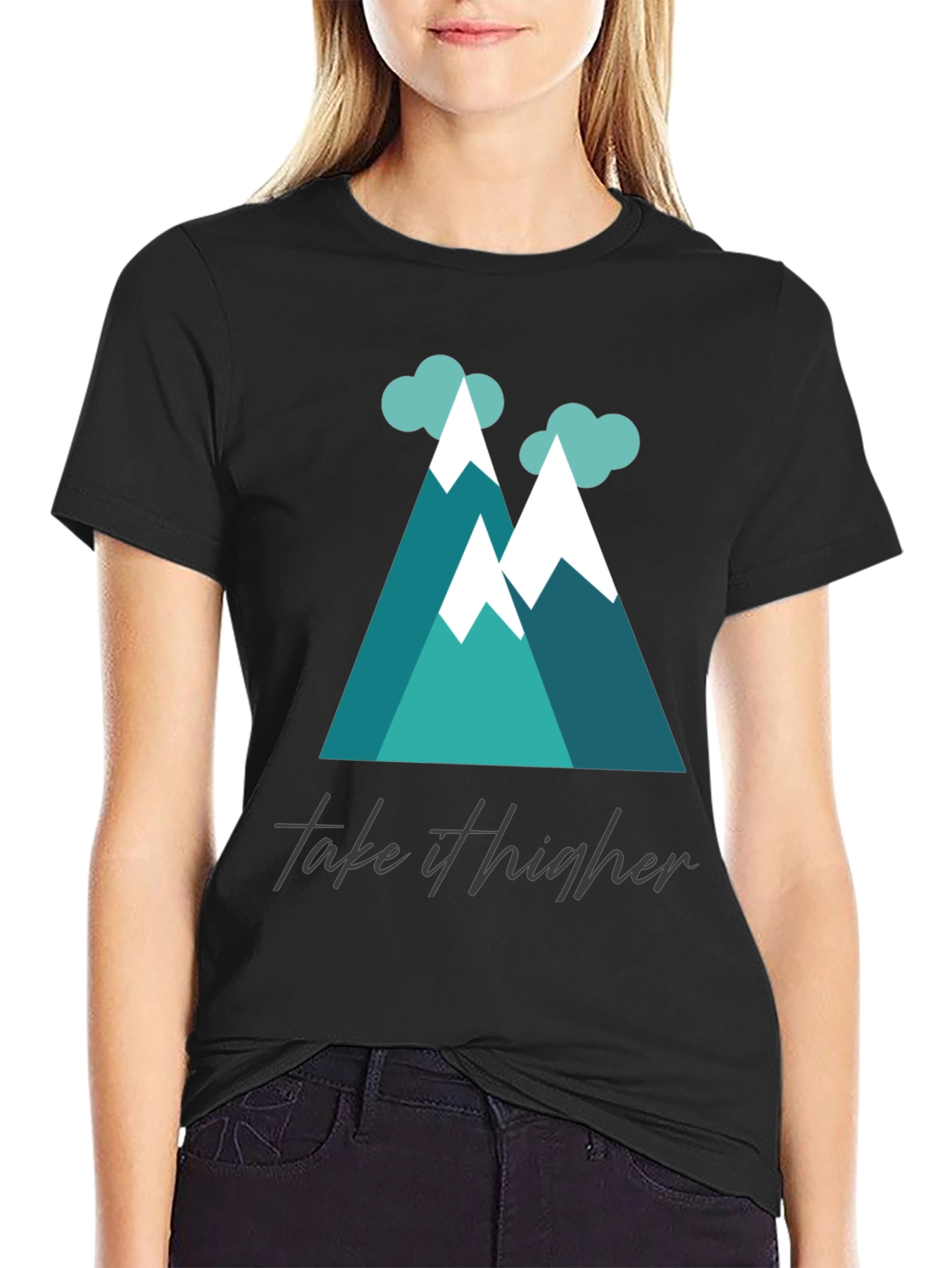 Black Take It Higher Mountain Tee - Black Graphic T-Shirt view 2
