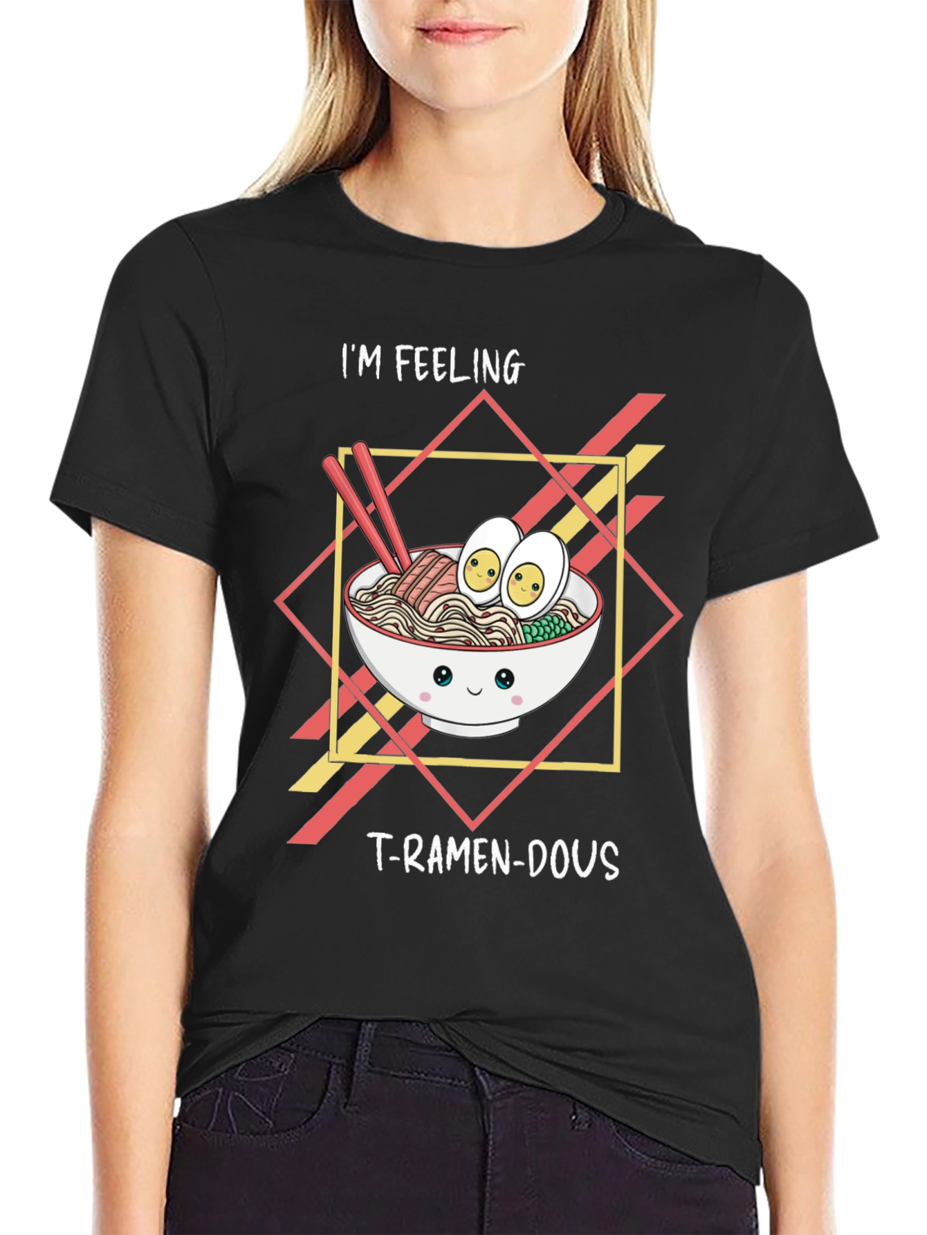 Black I'm Feeling T-Ramen-Dous Black T-Shirt view 2