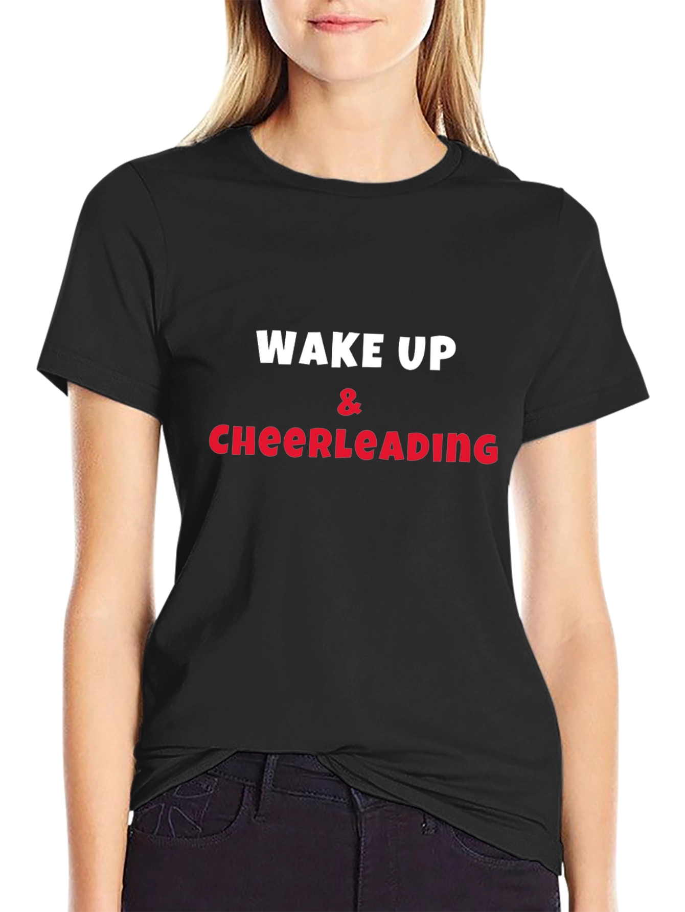 Black Wake Up Cheerleading Graphic Tee view 2