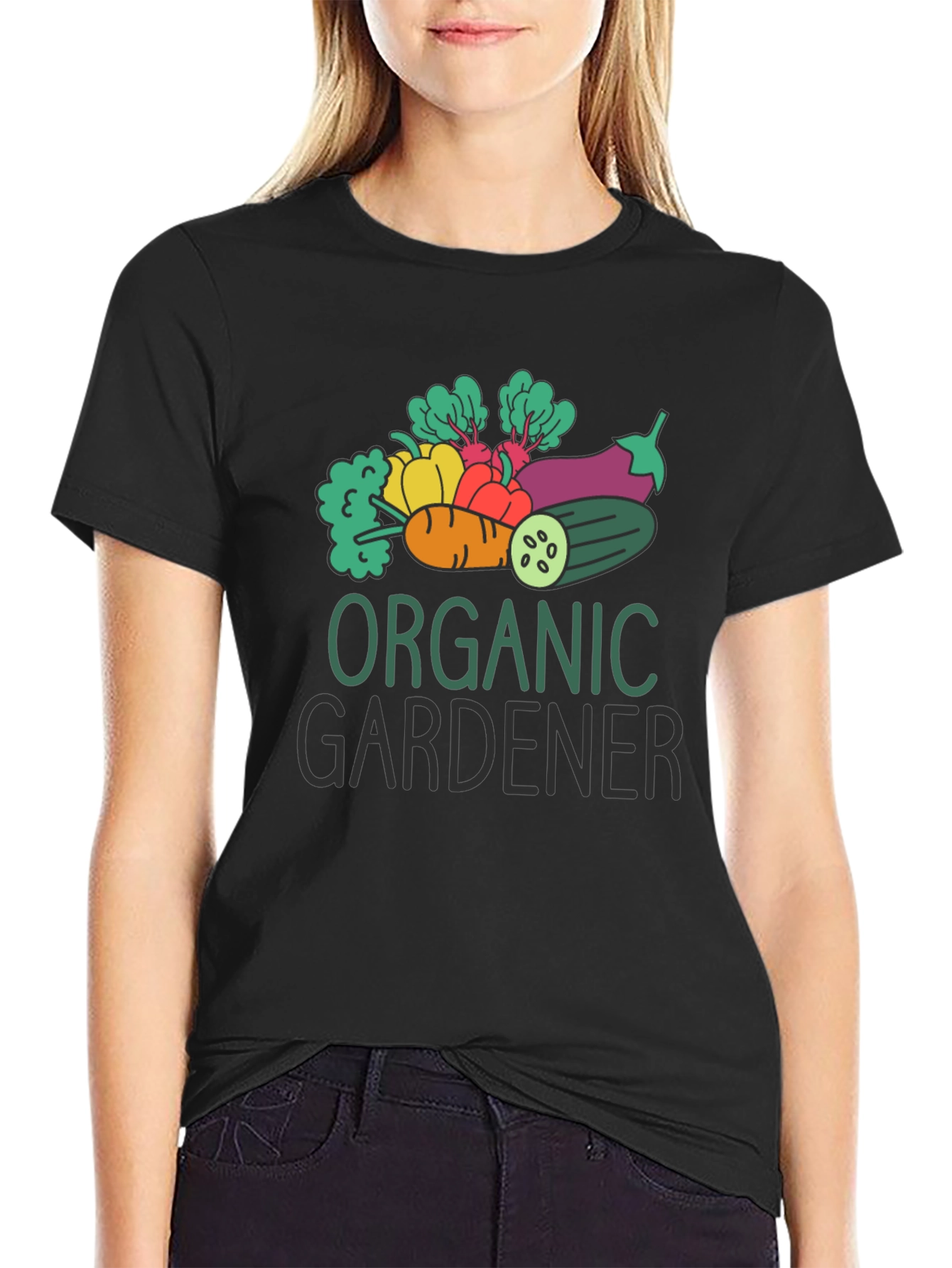 Black Organic Gardener Graphic Tee - Black Cotton T-Shirt view 2