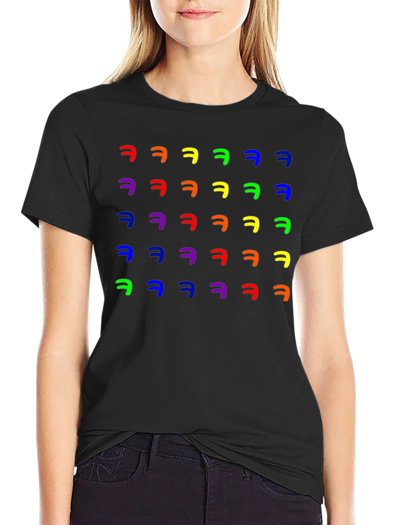 Black Rainbow HAHA T-Shirt - Funny Colorful Graphic Tee view 2