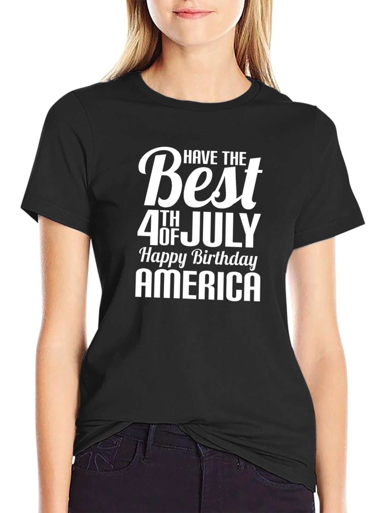 Black Best 4th of July Happy Birthday America T-Shirt view 2