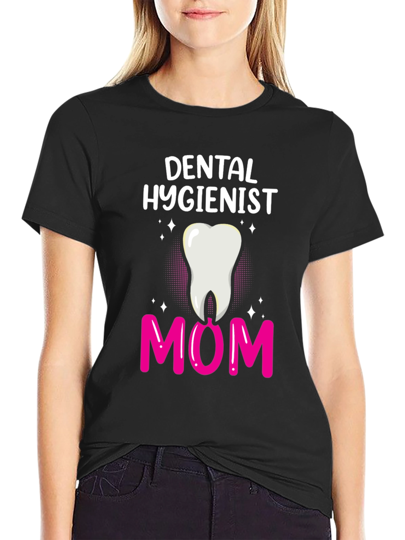 Black Dental Hygienist Mom T-Shirt view 2