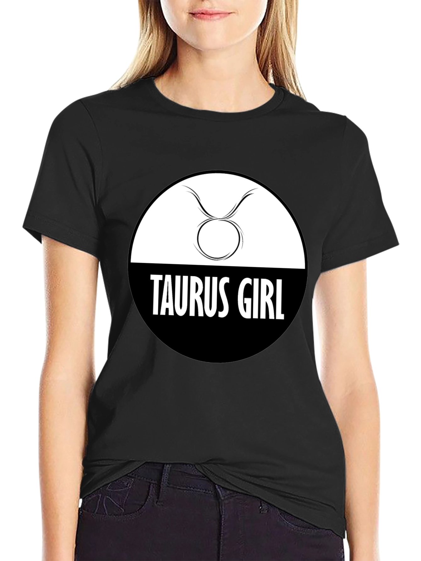 Black Taurus Girl Zodiac Sign Graphic Tee view 2