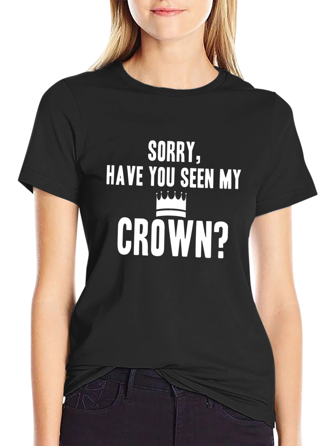 Black Men's "Sorry, Have You Seen My Crown?" Black T-Shirt view 2