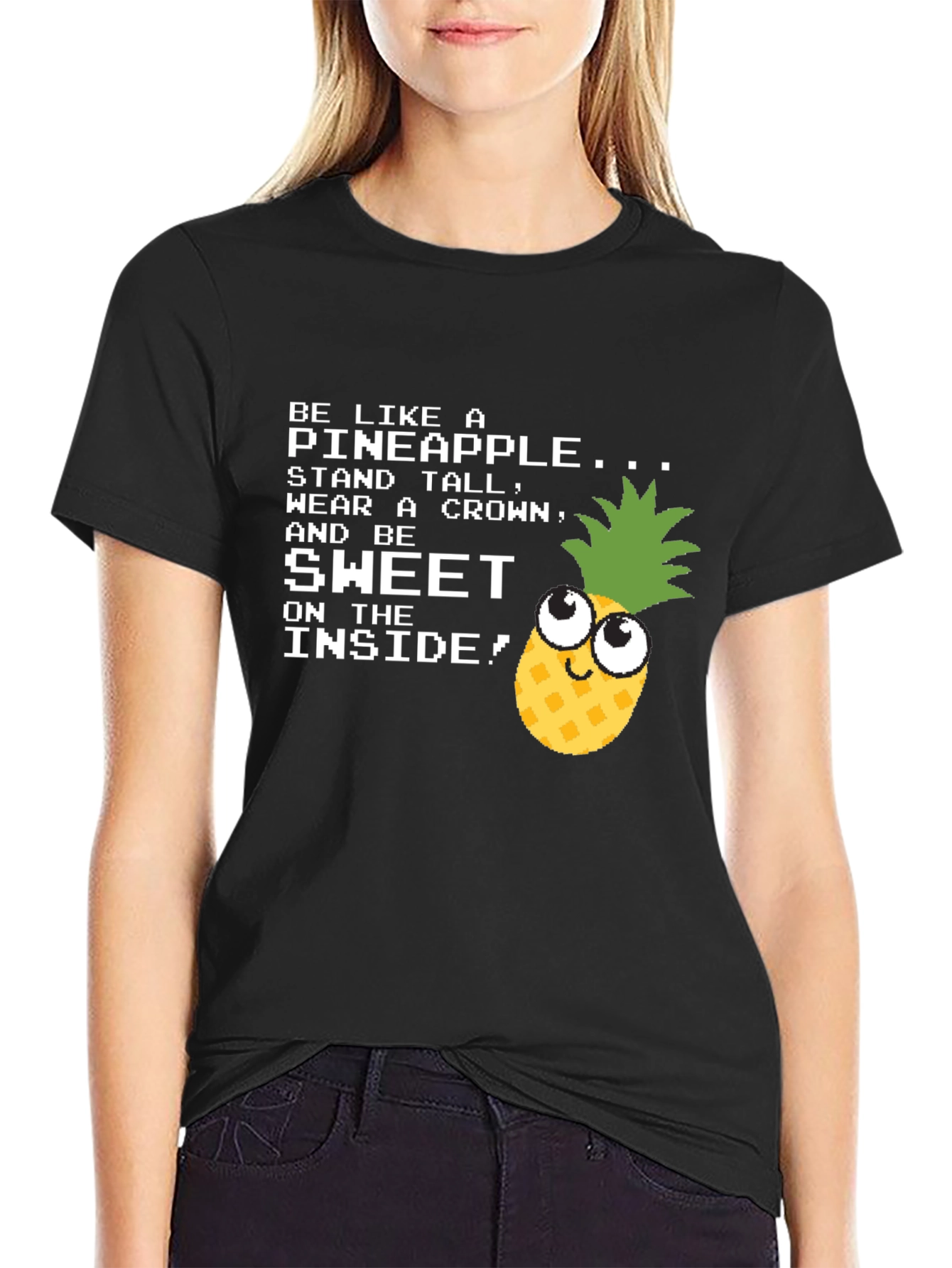 Black Be Like a Pineapple Funny Graphic T-Shirt view 2
