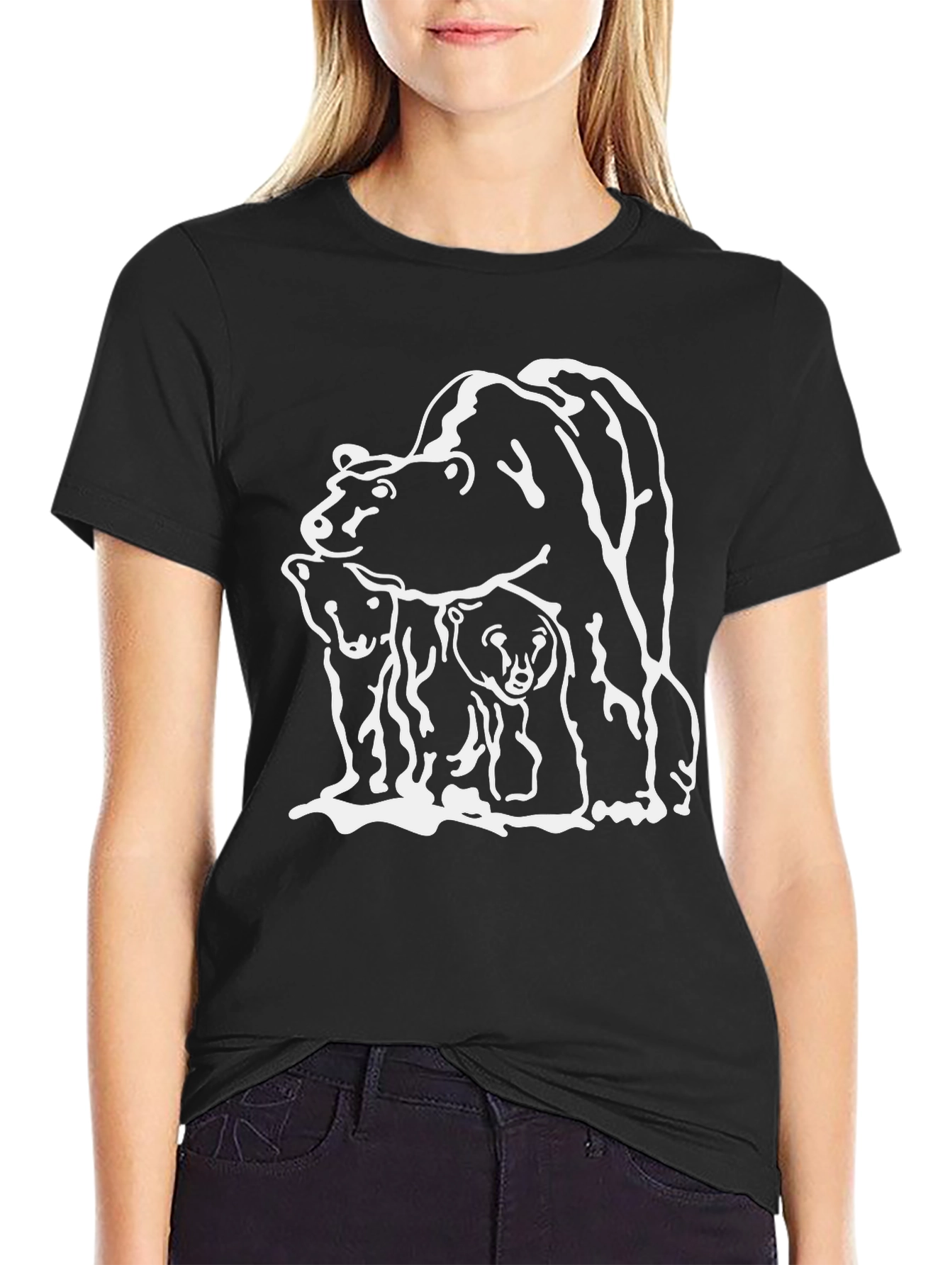 Black Bear Family Graphic Tee - Black T-Shirt view 2