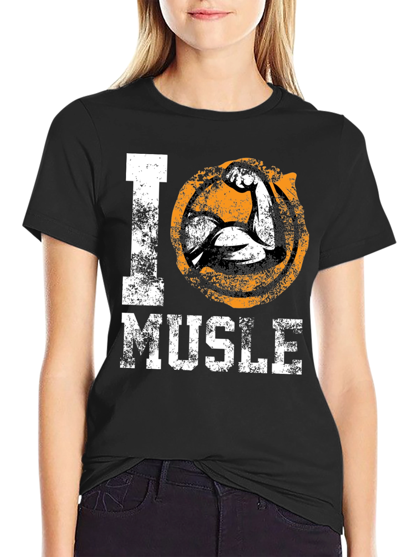 Black I Love Muscle T-Shirt view 2