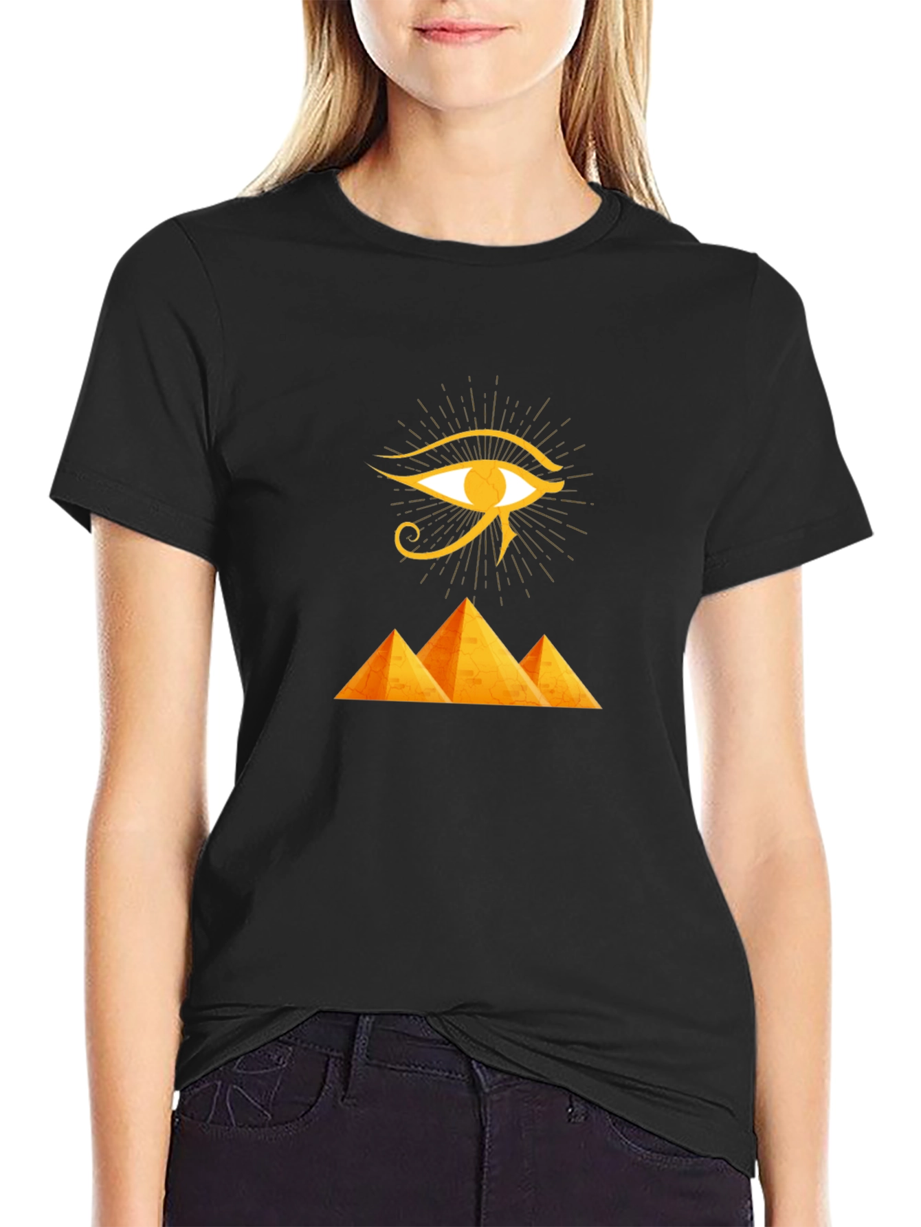 Black Eye of Ra Pyramid Black T-Shirt view 2