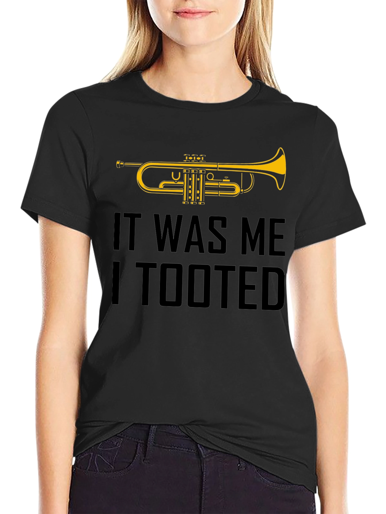 Black It Was Me I Tooted Trumpet Graphic T-Shirt view 2