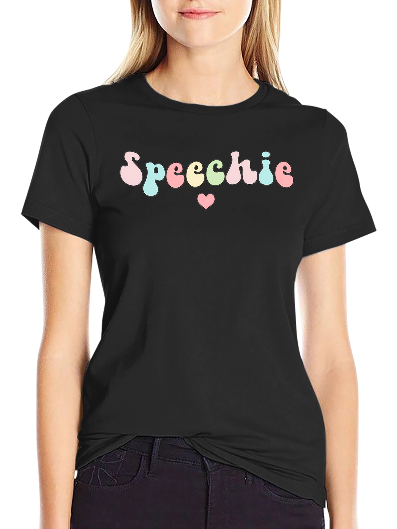 Black Speechie Heart Graphic Black T-Shirt view 2