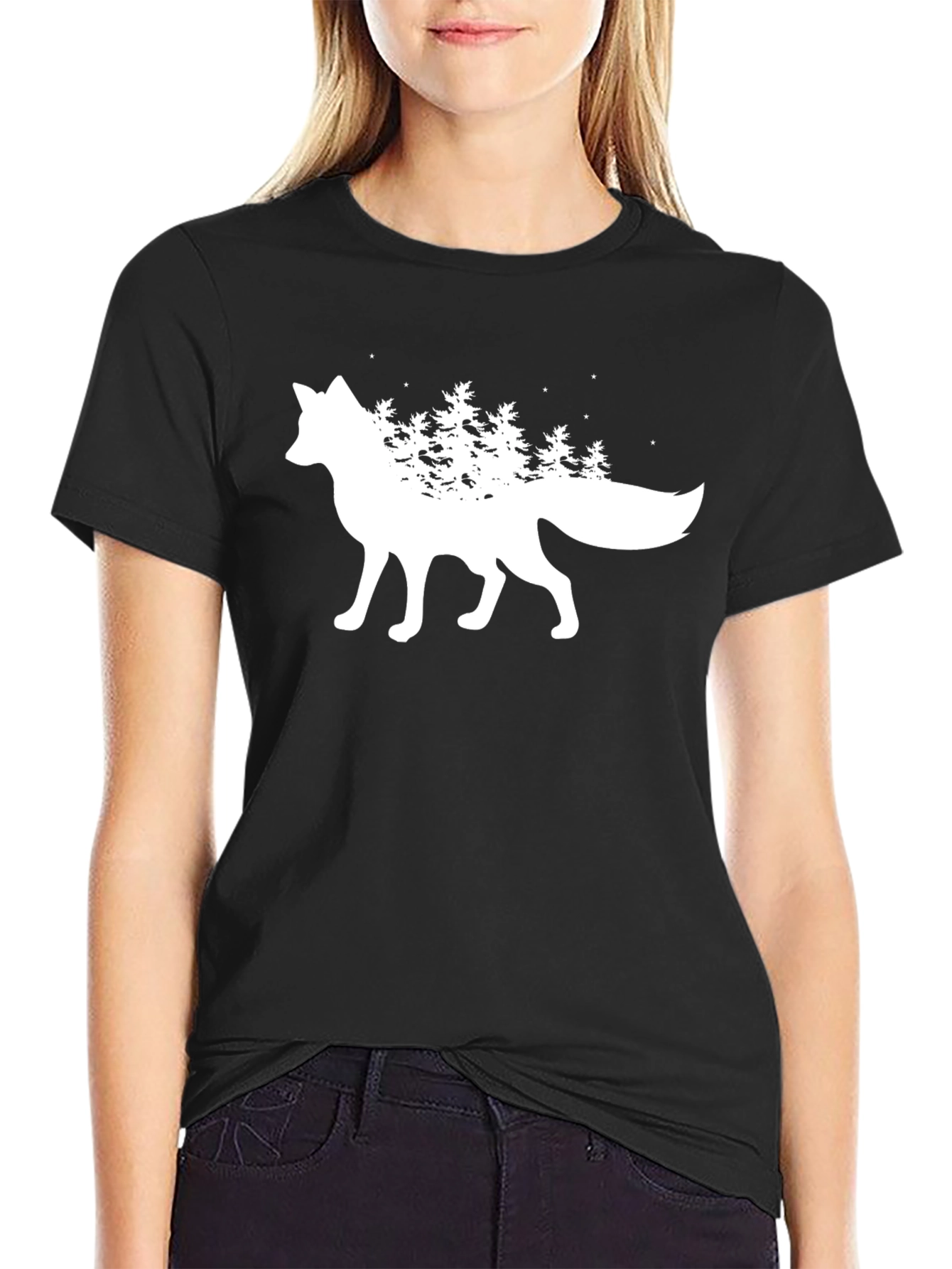 Black Fox and Forest Graphic Tee view 2