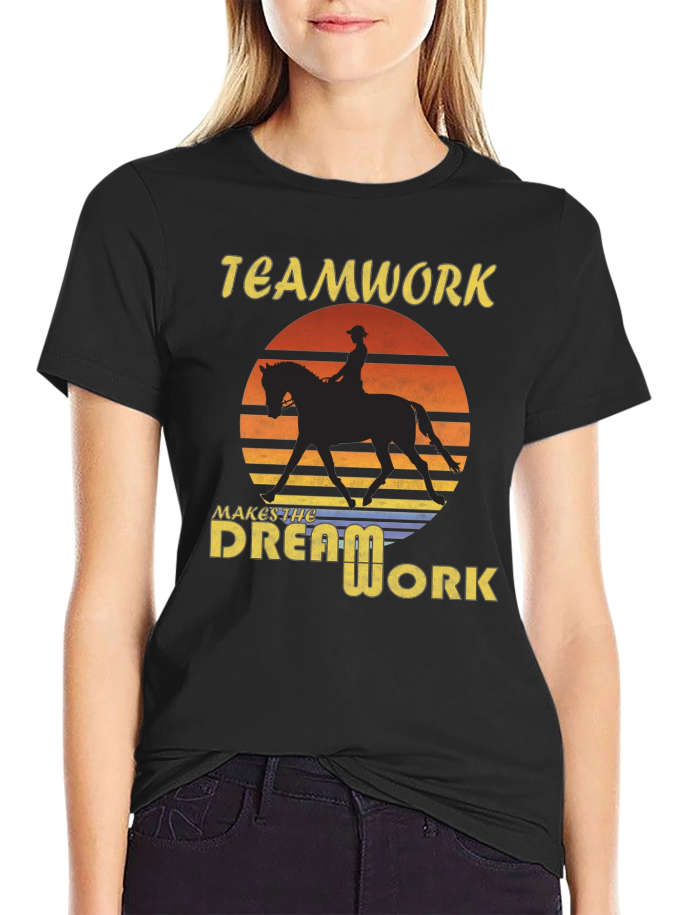Black Teamwork Makes The Dream Work Black T-Shirt view 2
