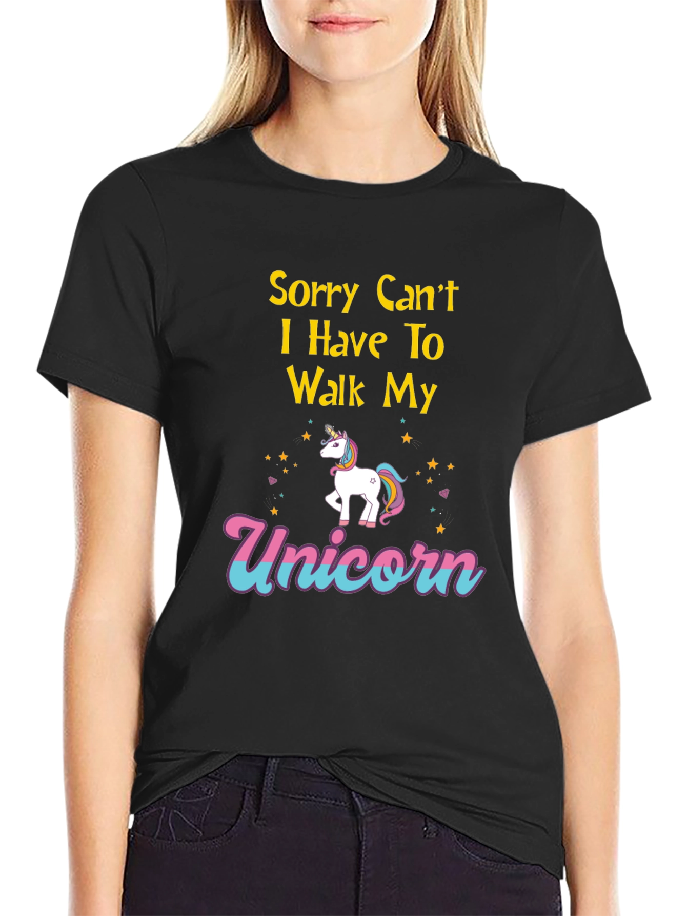 Black Unicorn Lover Graphic T-Shirt view 2