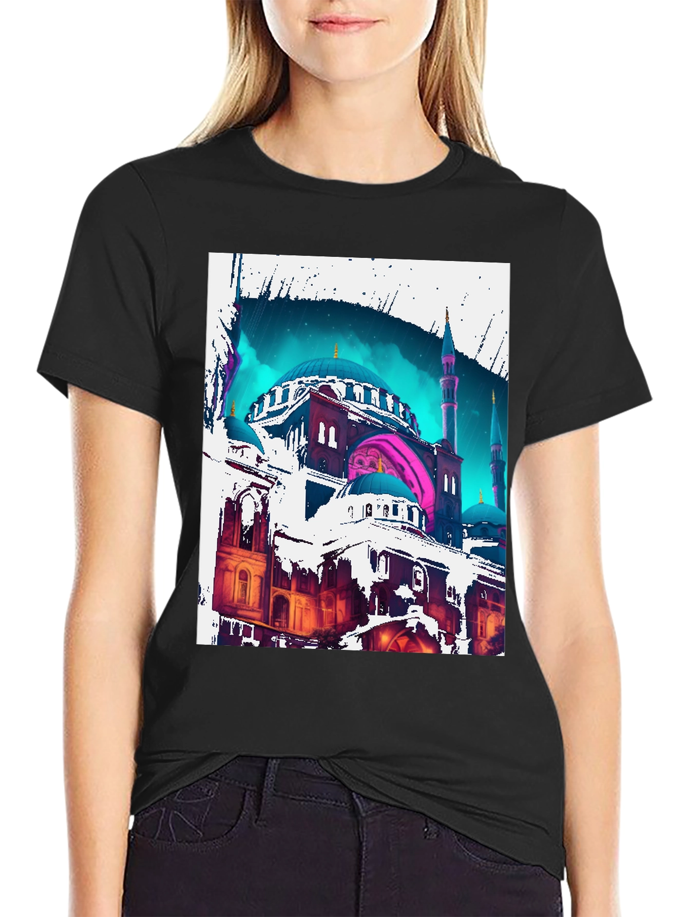 Black Mosque Graphic Tee - Urban Style T-Shirt view 2