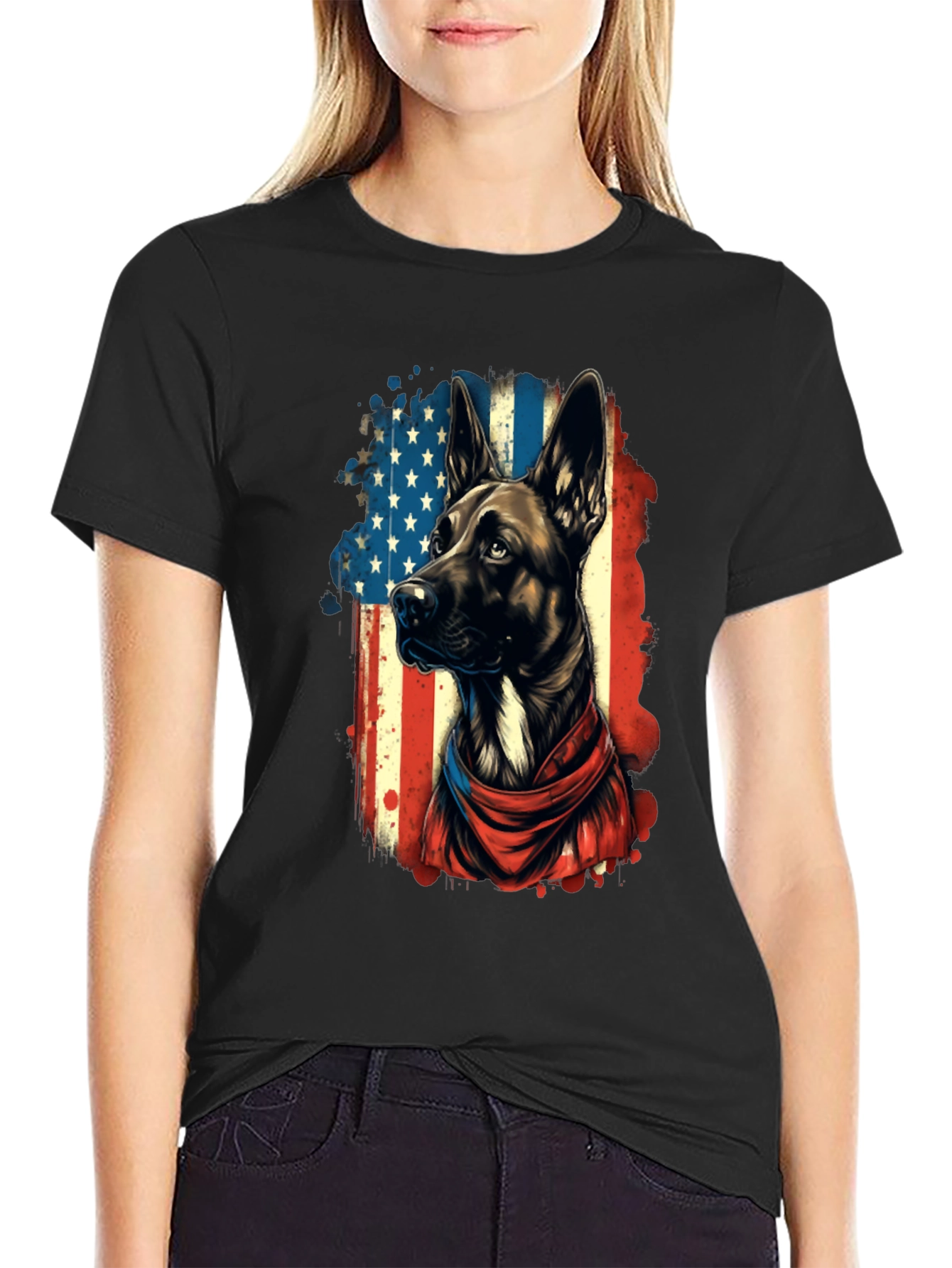 Black Patriotic Dog T-Shirt view 2