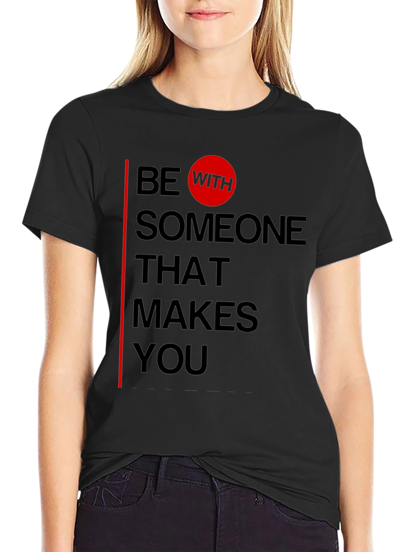 Black Be With Someone T-Shirt - Black Graphic Tee view 2