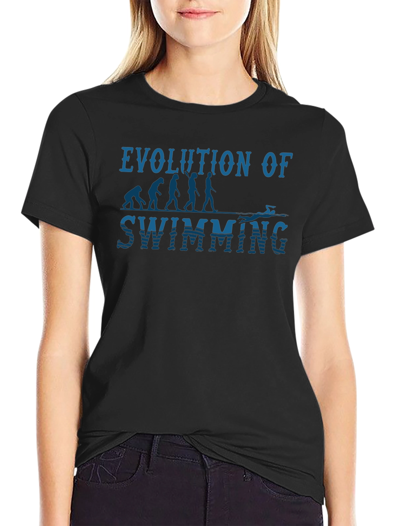 Black Evolution of Swimming Graphic T-Shirt view 2