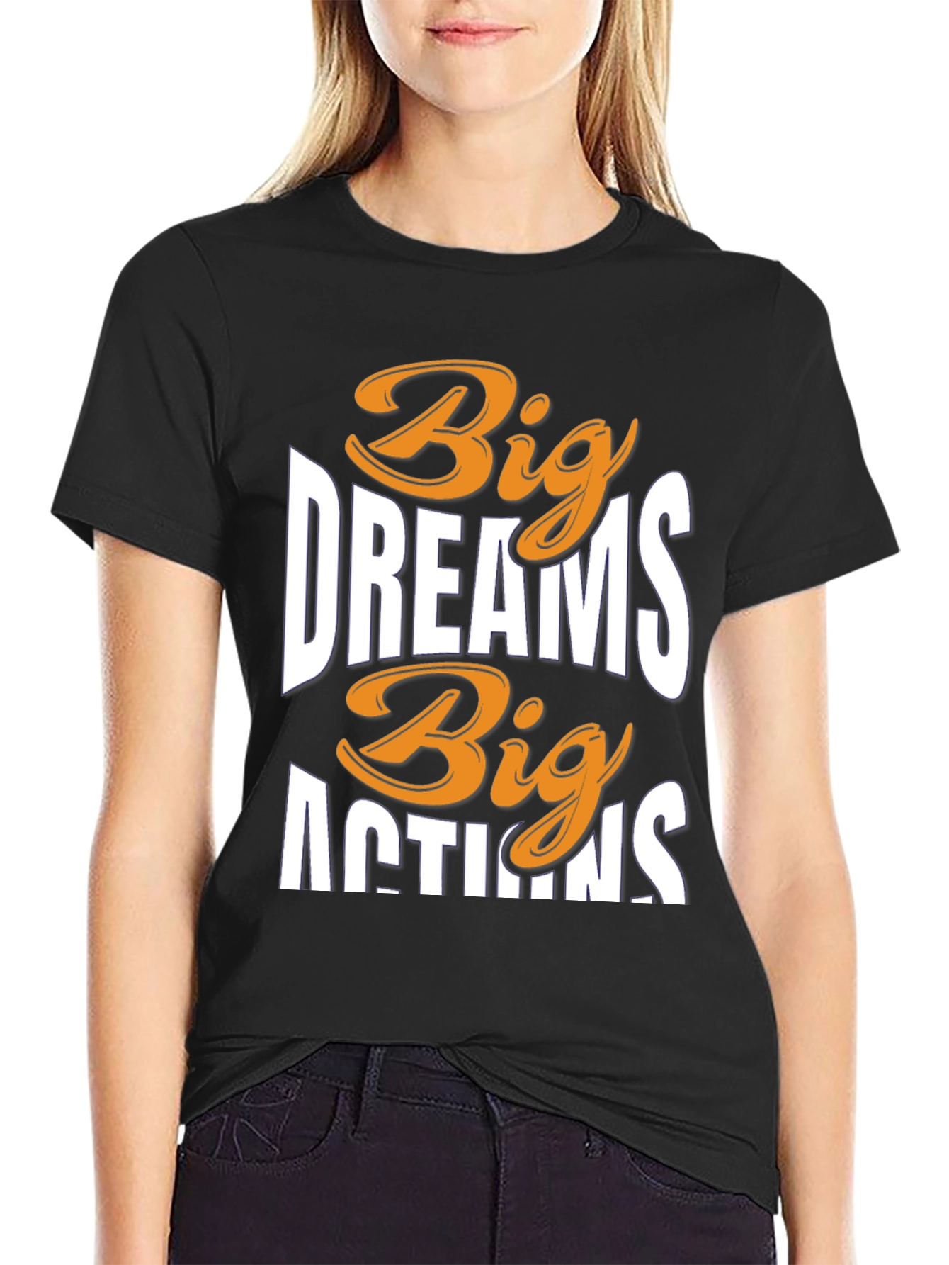 Black Big Dreams Big Actions Graphic Tee view 2