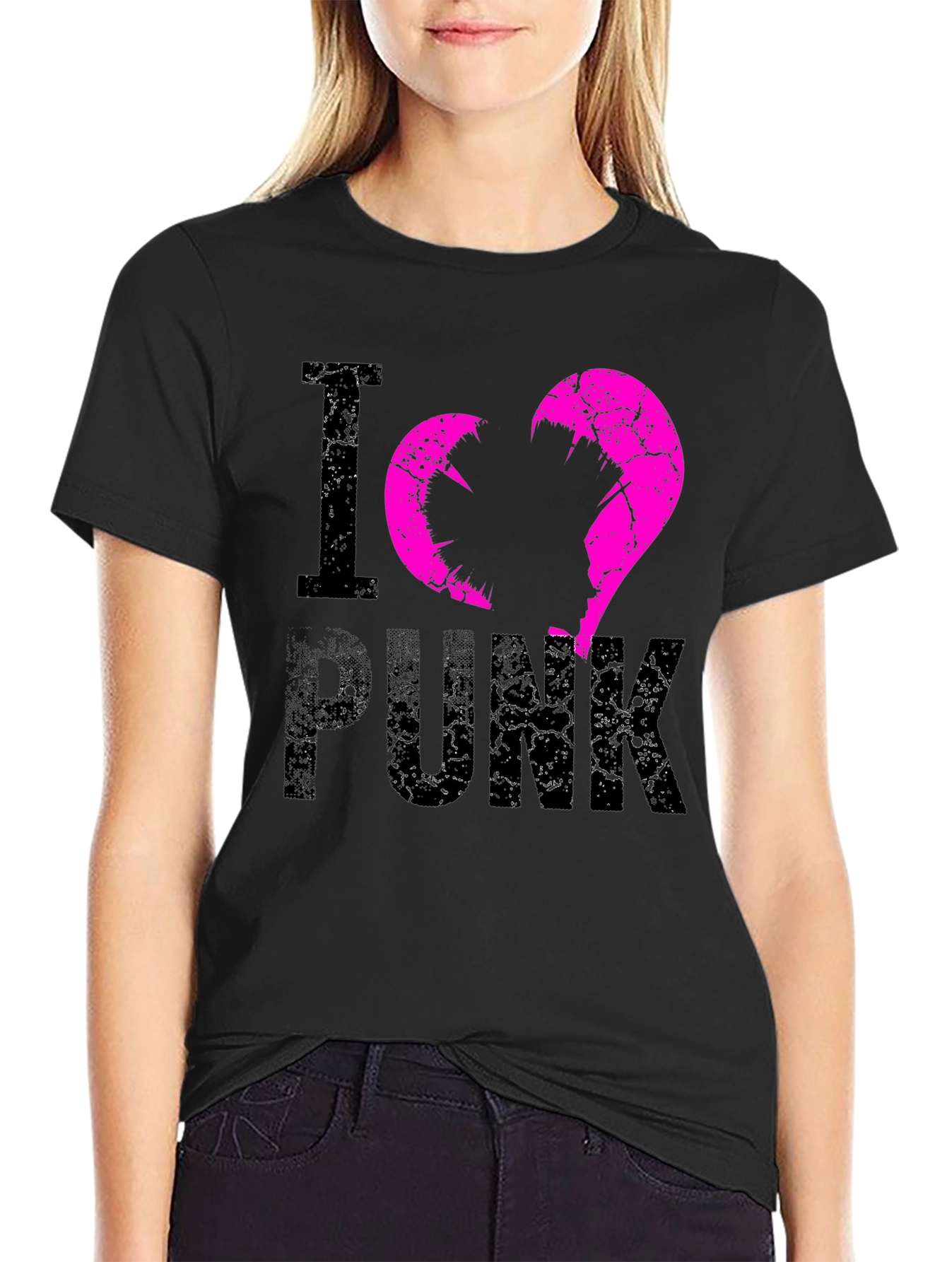 Black I Love Punk Graphic Tee - Edgy Streetwear view 2