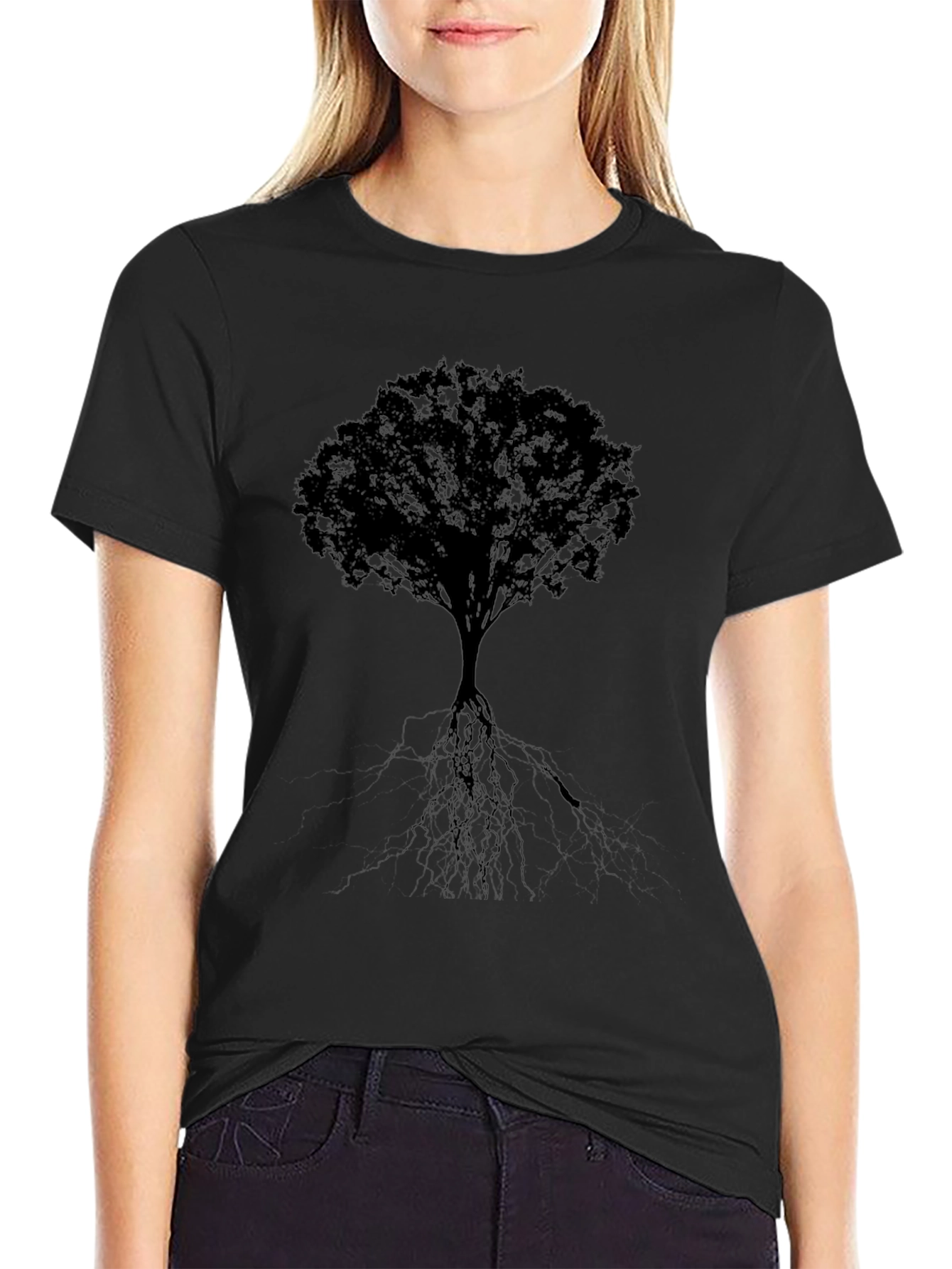 Black Tree Graphic Black T-Shirt view 2