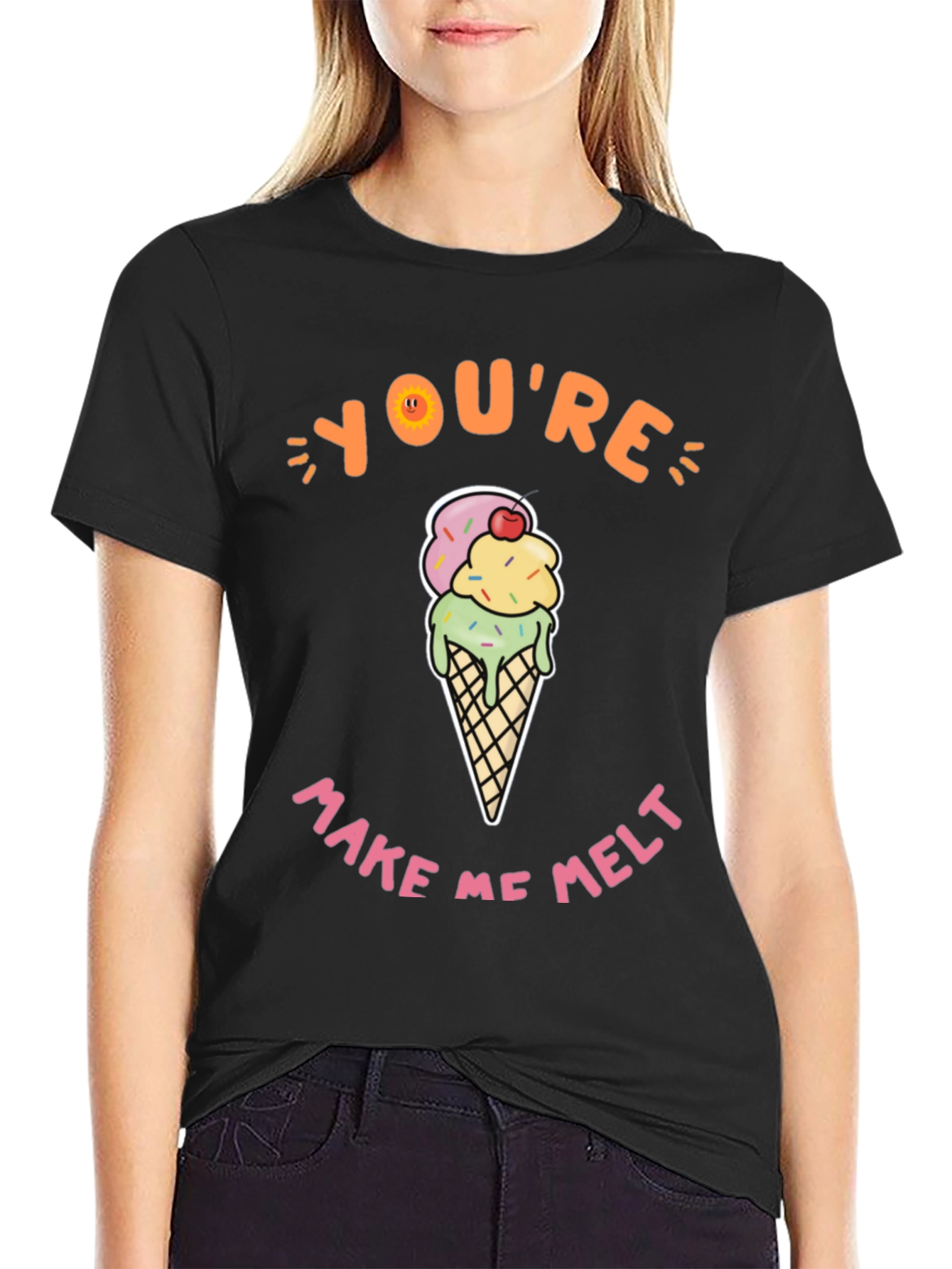 Black You're Make Me Melt Ice Cream Graphic Tee view 2