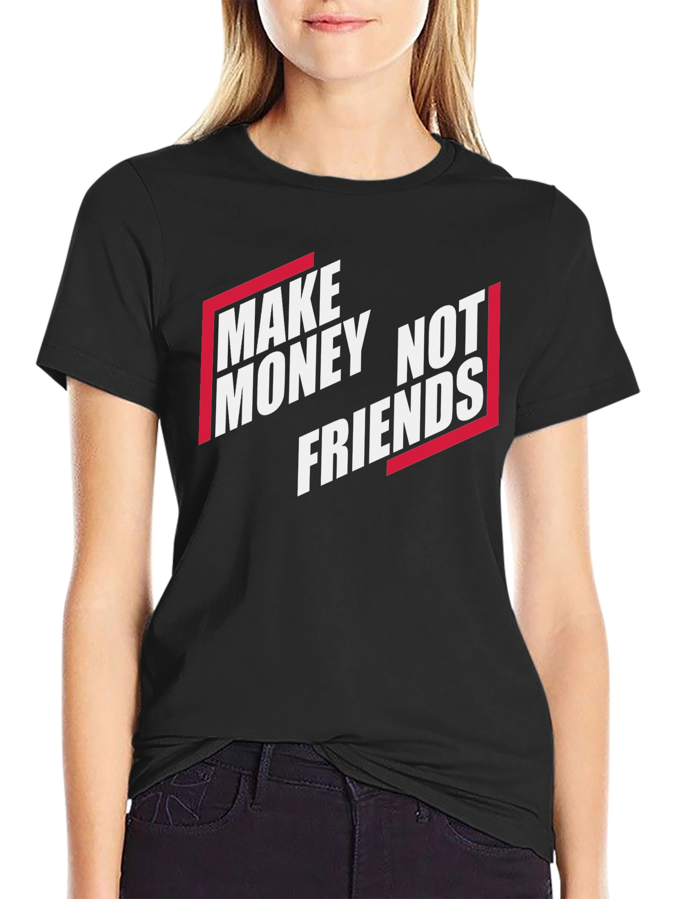Black Make Money Not Friends Graphic T-Shirt view 2