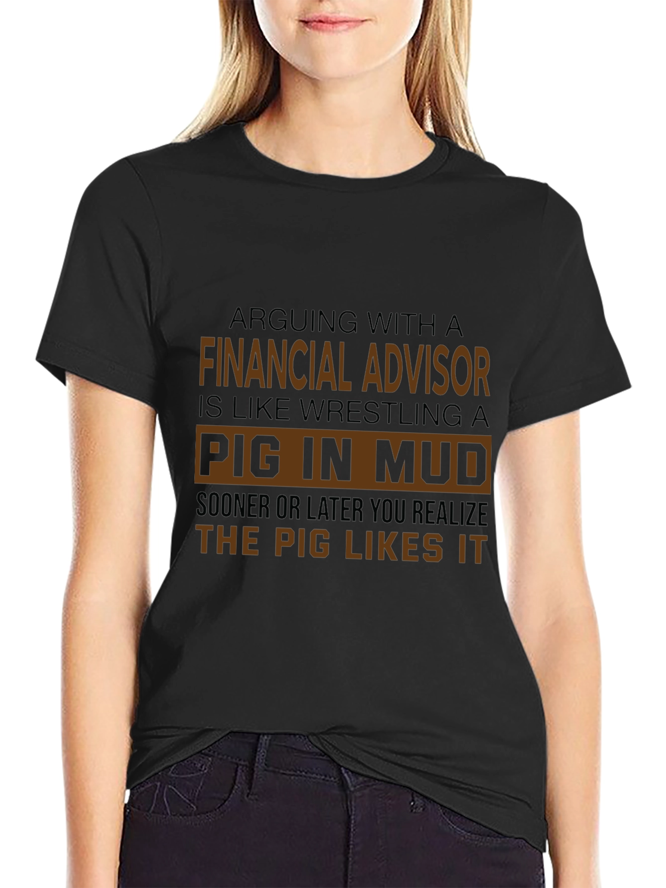 Black Financial Advisor Pig in Mud T-Shirt view 2