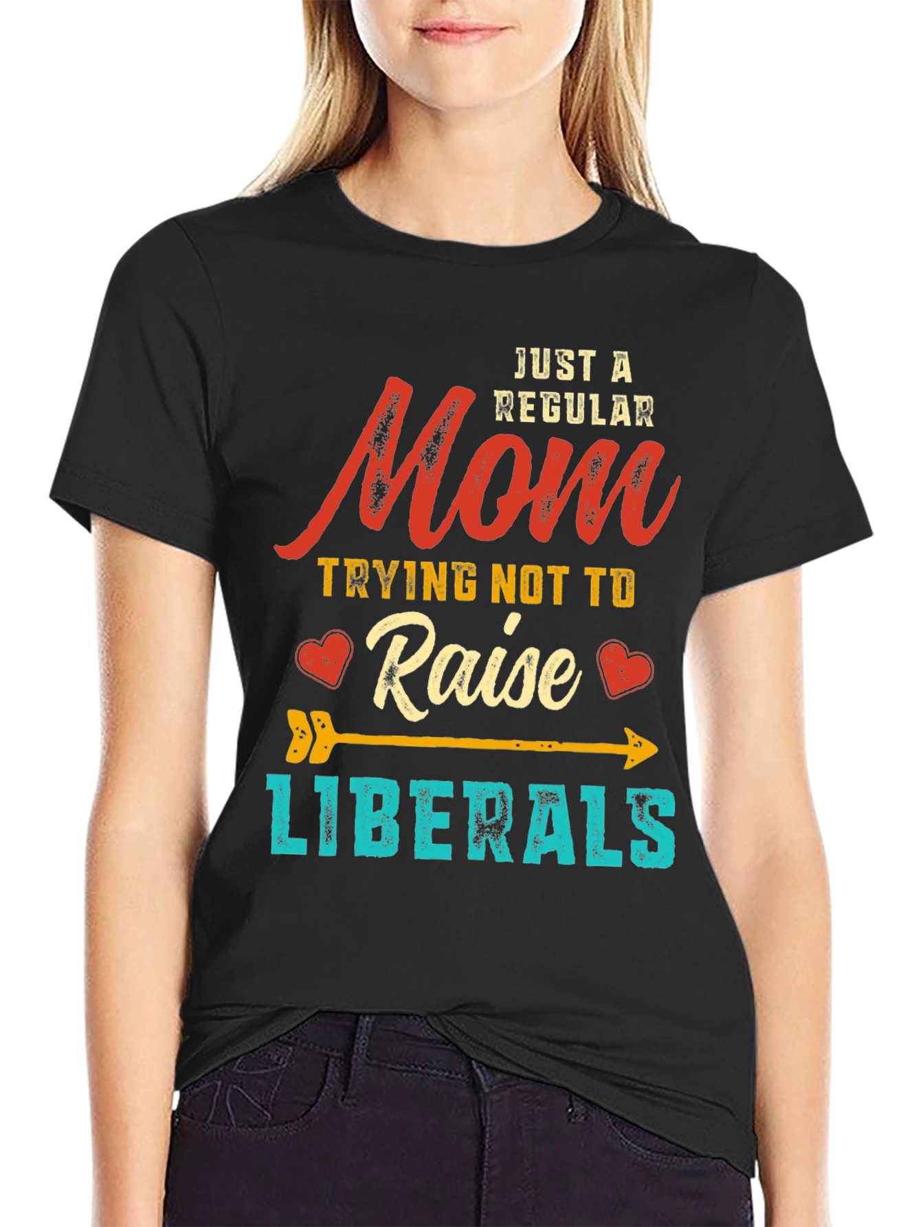 Black Mom Trying Not to Raise Liberals Graphic T-Shirt view 2