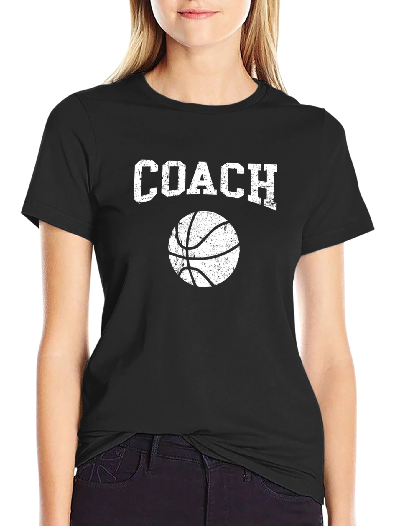 Black Coach Basketball Graphic Tee - Distressed Print view 2