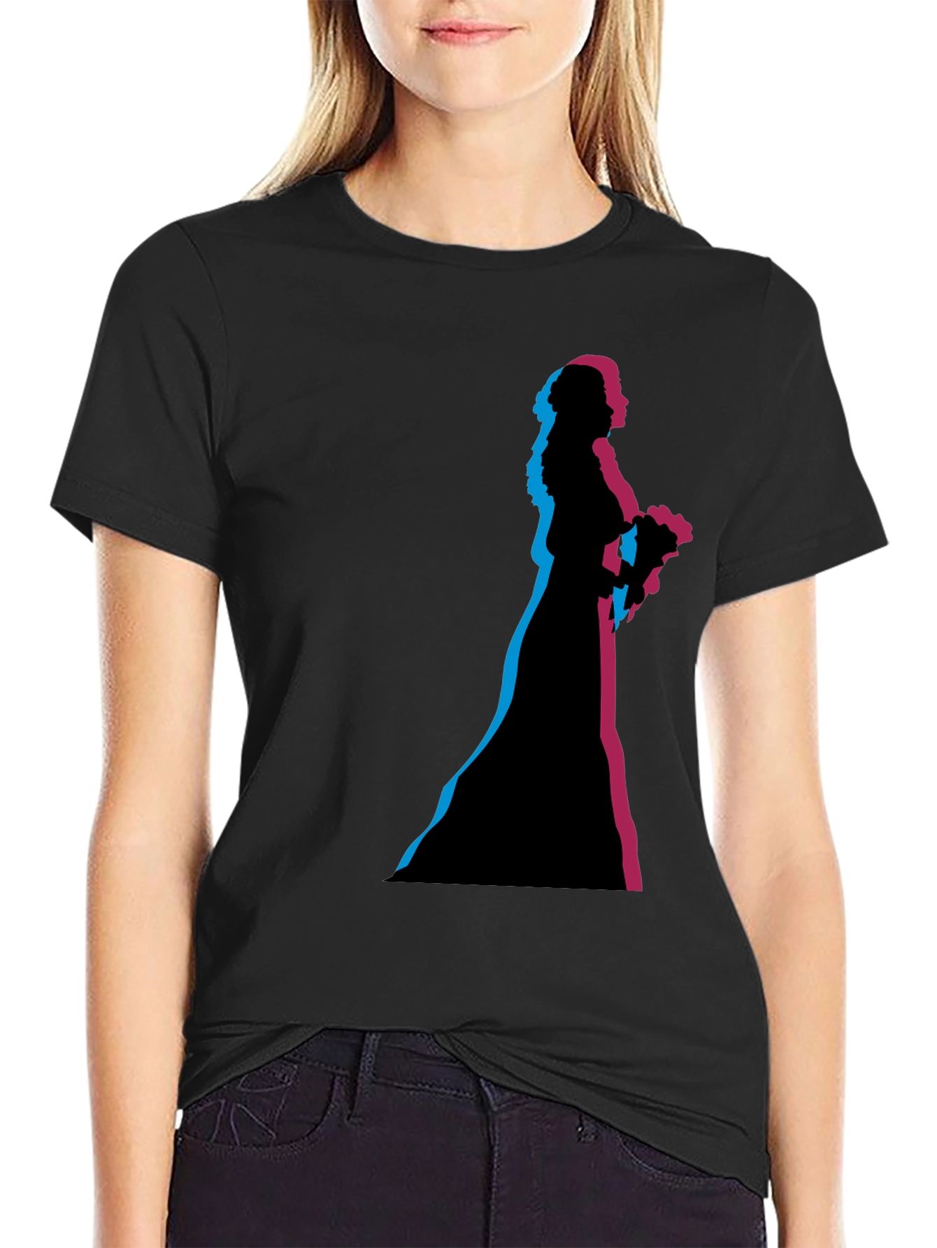 Black Bride Silhouette Graphic Black T-Shirt view 2