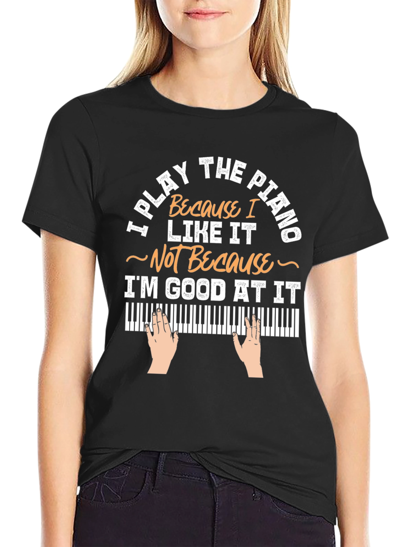 Black Piano Player Graphic Tee - I Play Because I Like It view 2