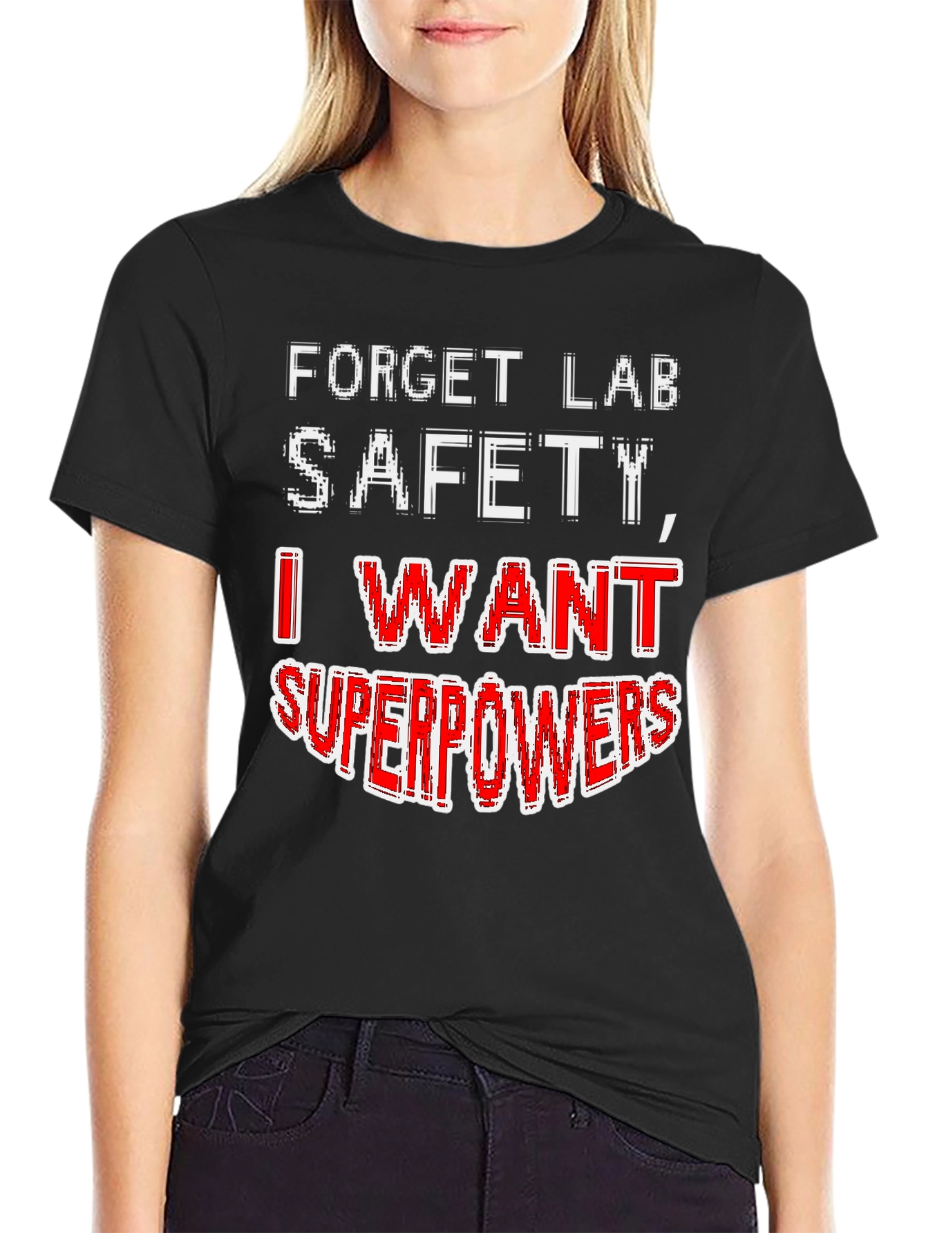 Black Forget Lab Safety Superpowers T-Shirt view 2