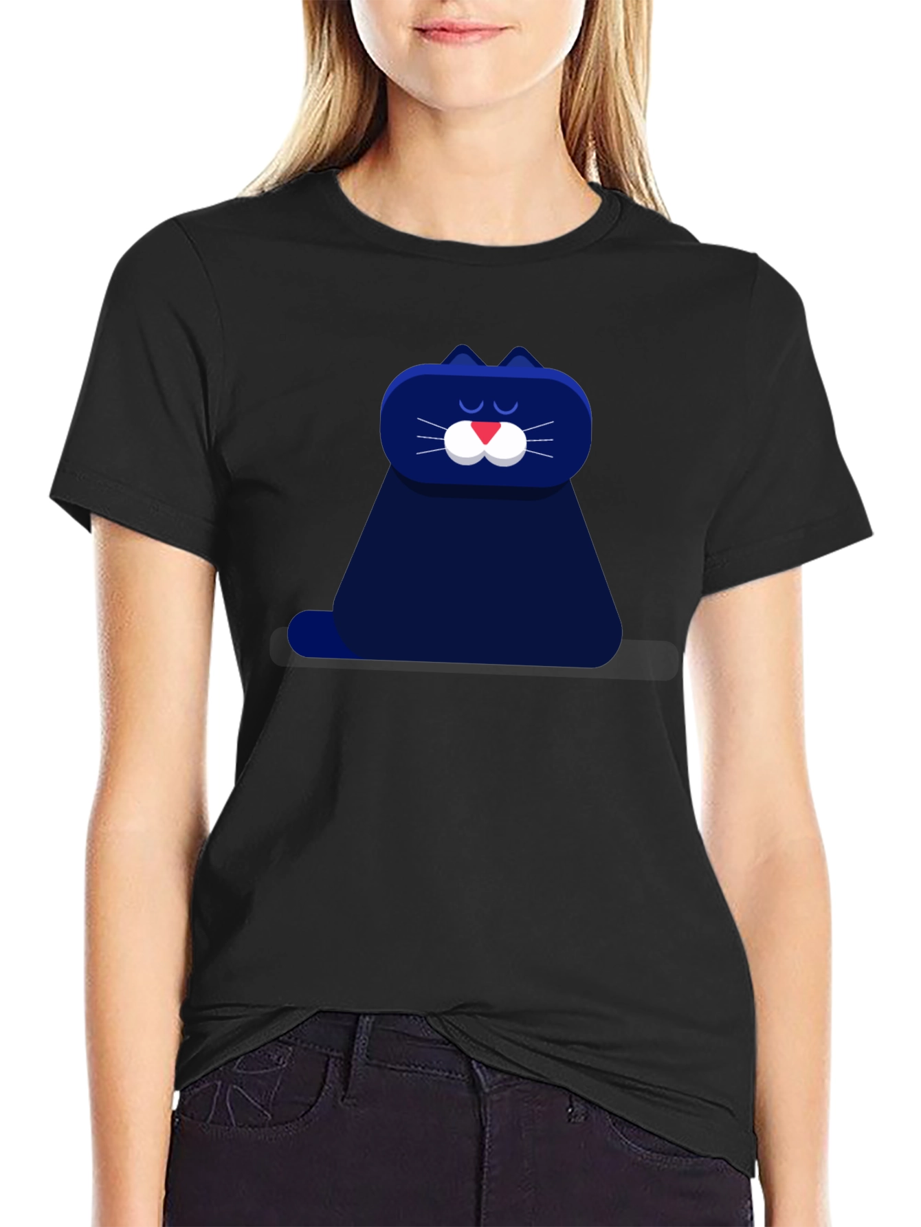 Black Cool Cat Graphic Tee - Black view 2