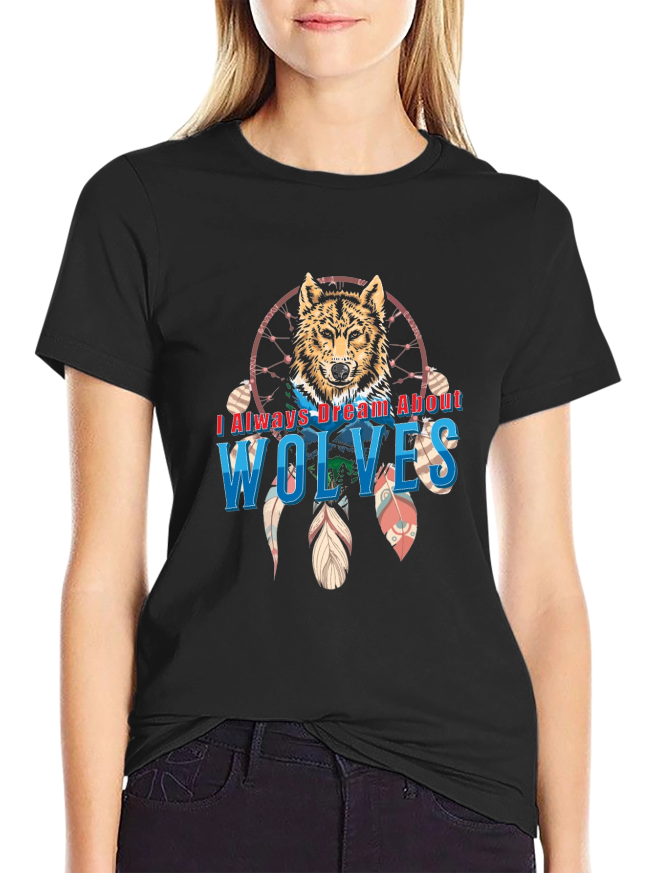 Black Wolf Dreamcatcher Graphic Tee - Unisex view 2