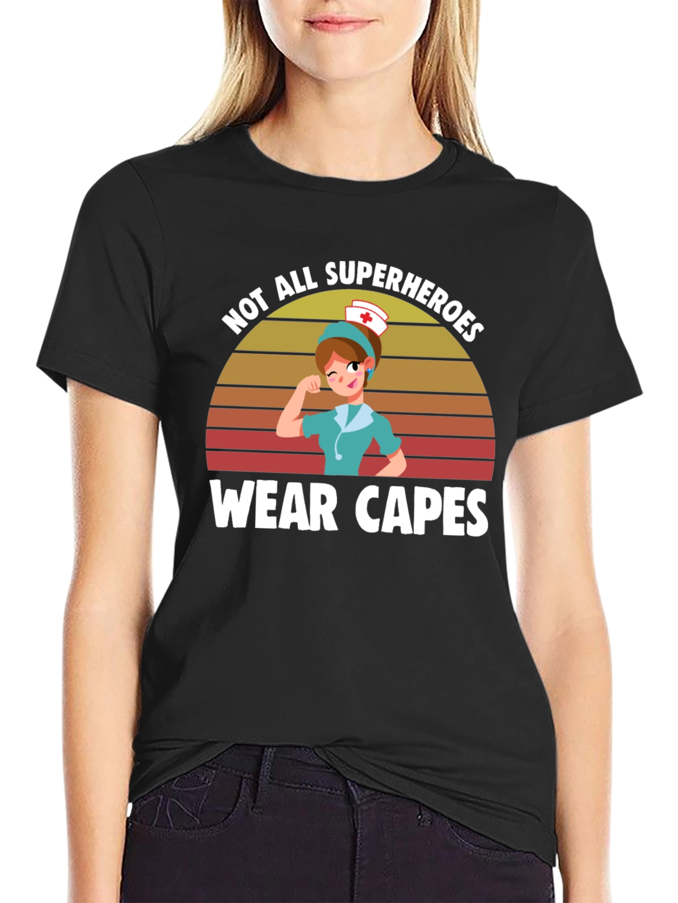 Black Nurse Superhero T-Shirt: Not All Heroes Wear Capes view 2