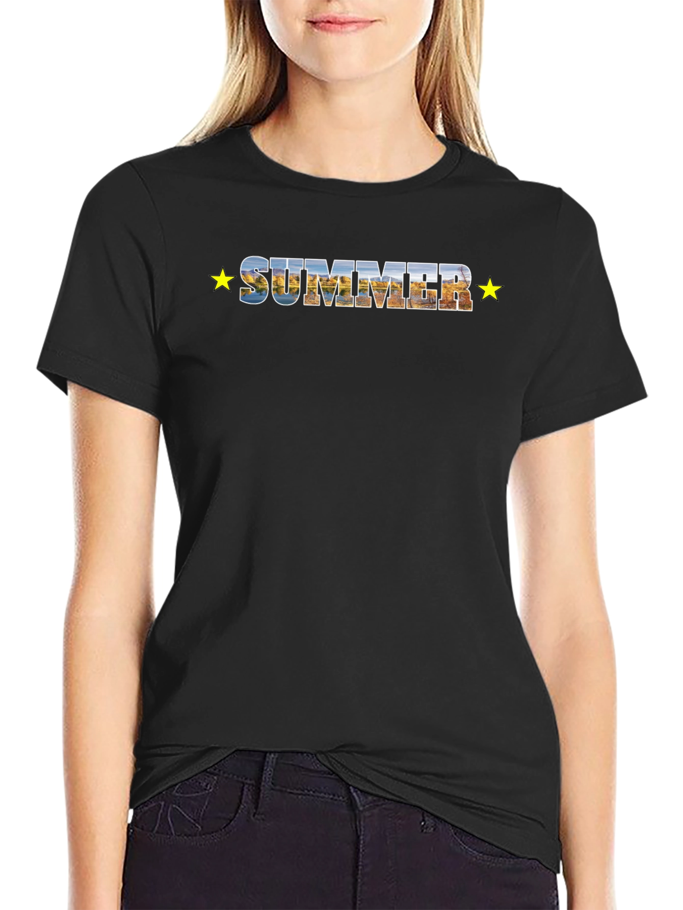 Black Summer Scenic Graphic Tee - Stylish Comfort view 2