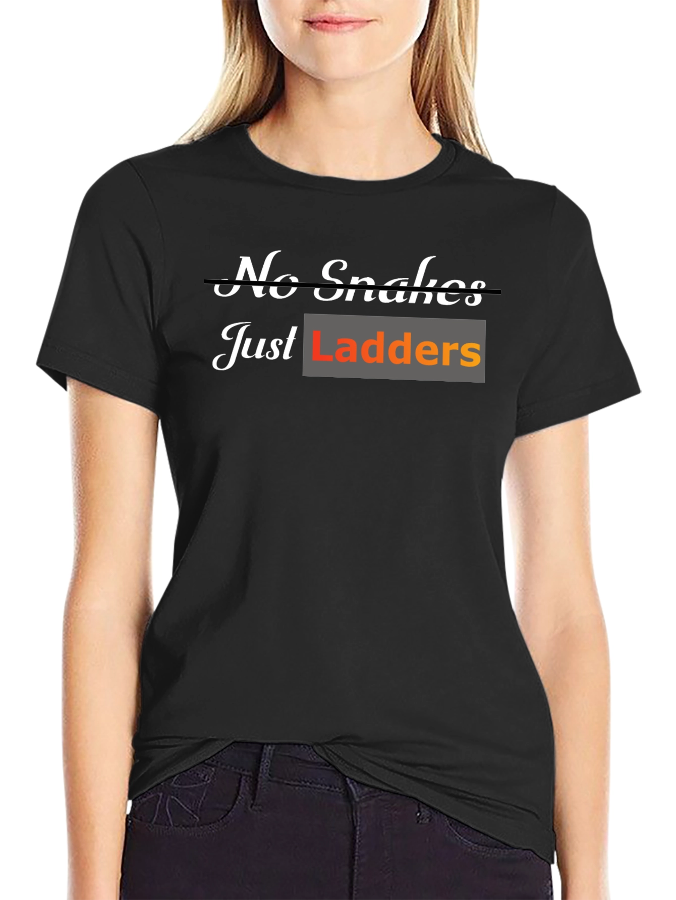 Black No Snakes Just Ladders T-Shirt view 2