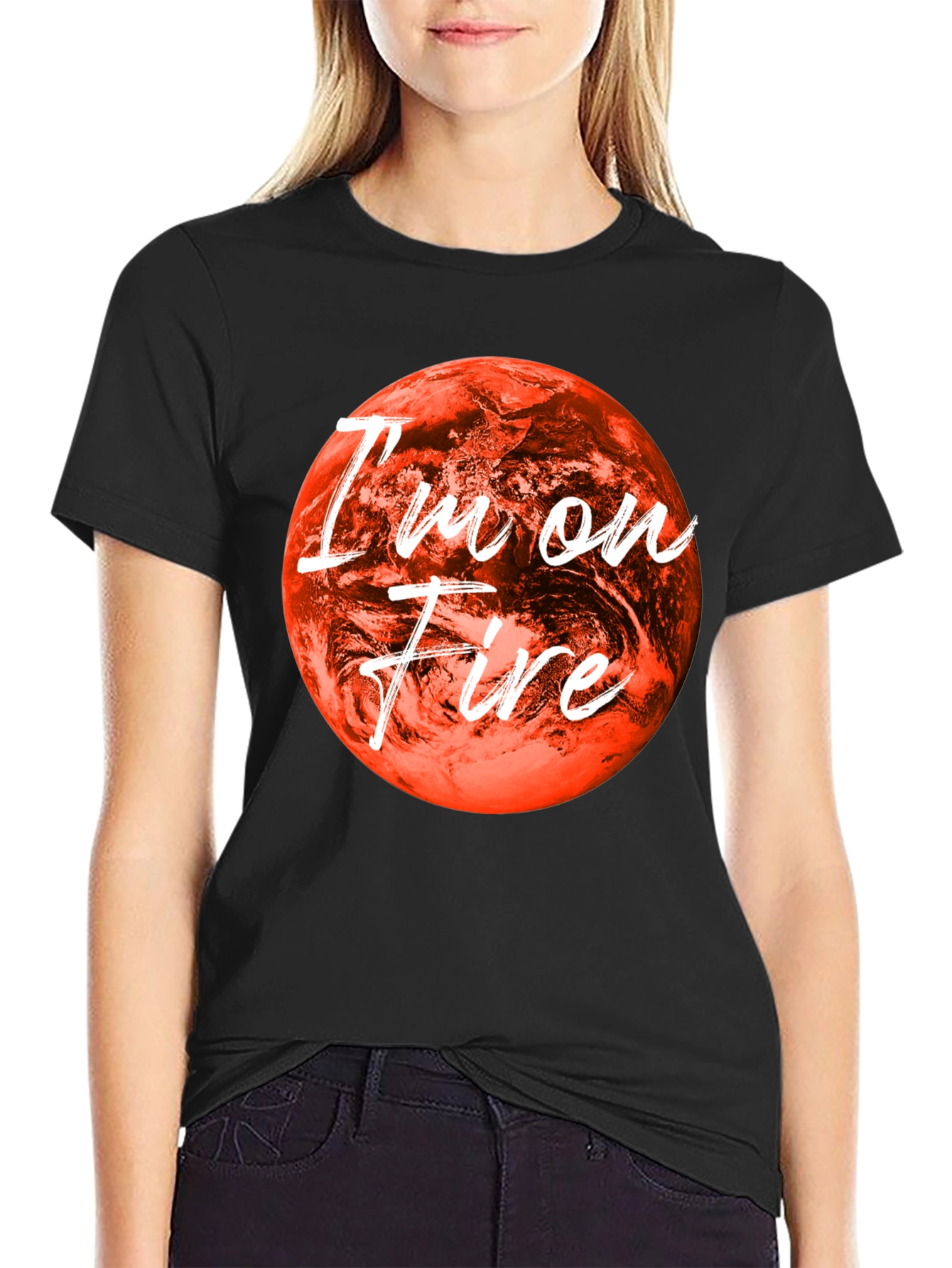 Black I'm On Fire Graphic Tee - Bold Statement Shirt view 2