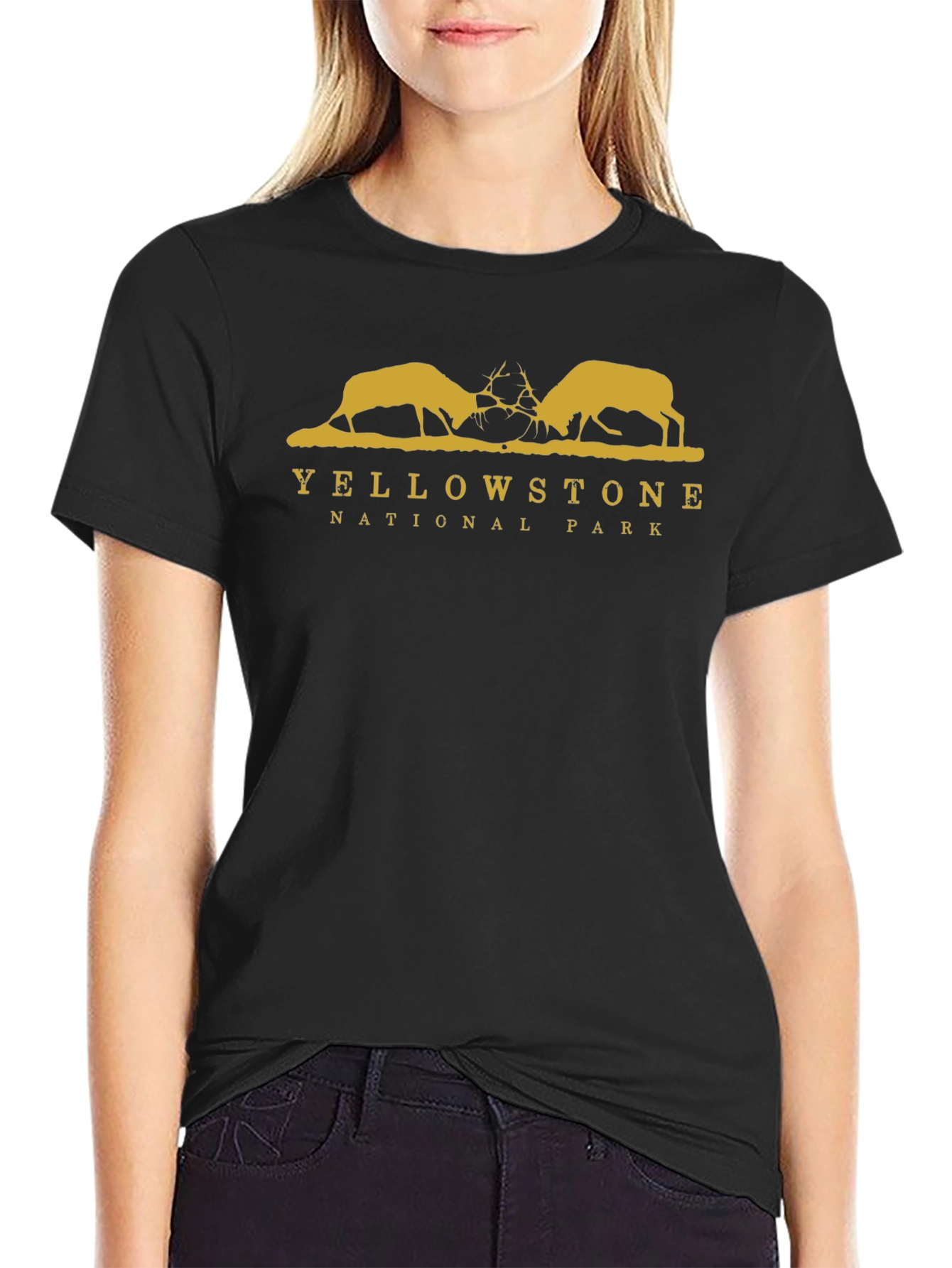 Black Yellowstone National Park Elk Graphic Tee view 2