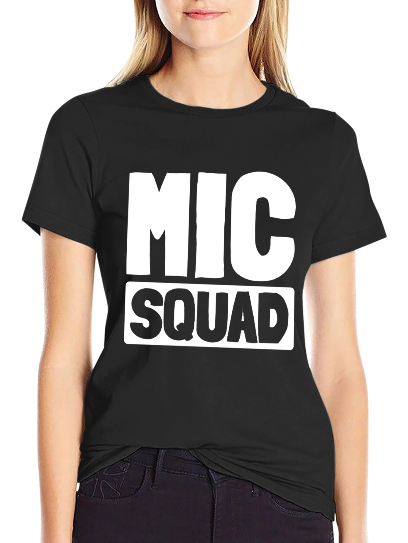 Black MIC Squad Graphic Tee - Bold Statement T-Shirt view 2
