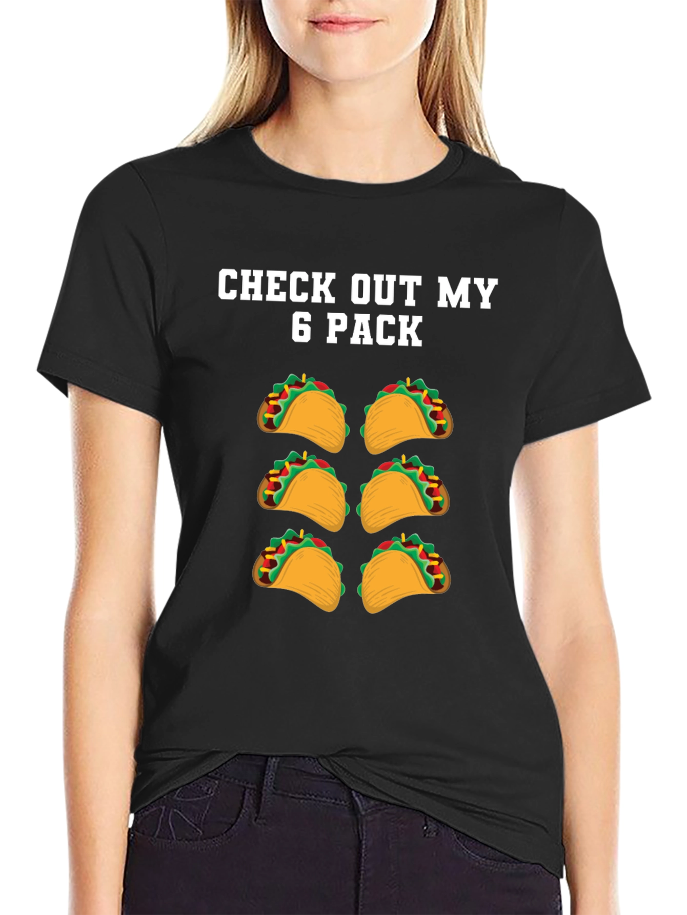 Black Funny Taco Six Pack T-Shirt view 2
