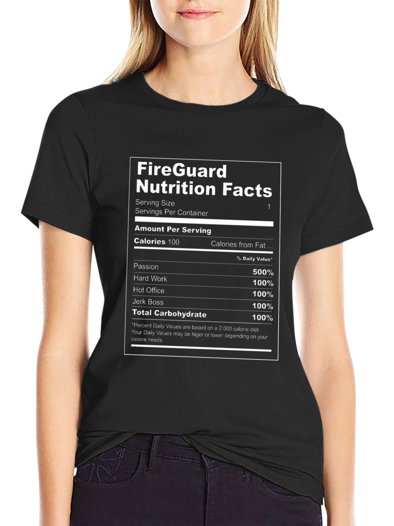 Black FireGuard Nutrition Facts T-Shirt - Funny Job Tee view 2