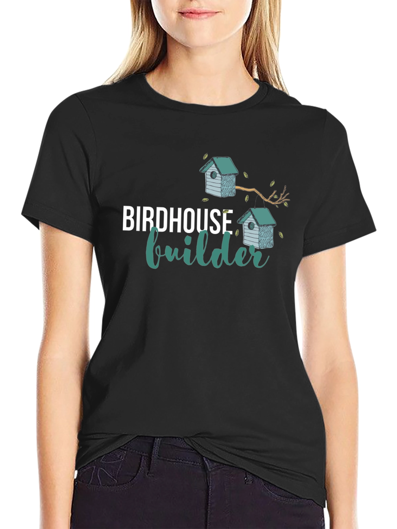 Black Birdhouse Builder Black T-Shirt view 2