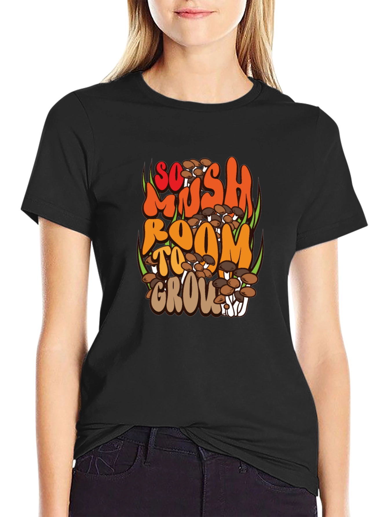 Black So Mush Room to Grow Black Graphic Tee view 2