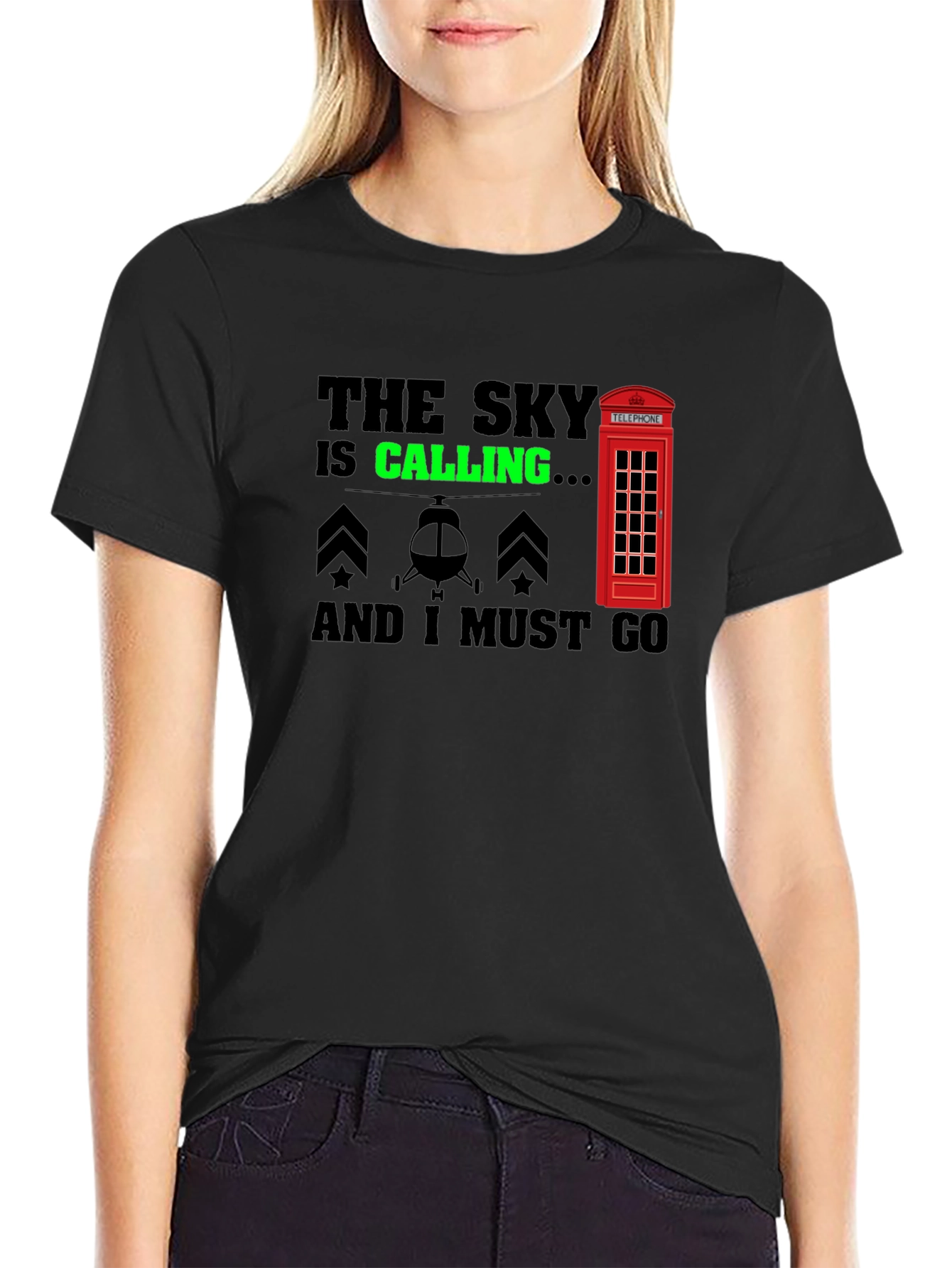 Black The Sky is Calling T-Shirt view 2