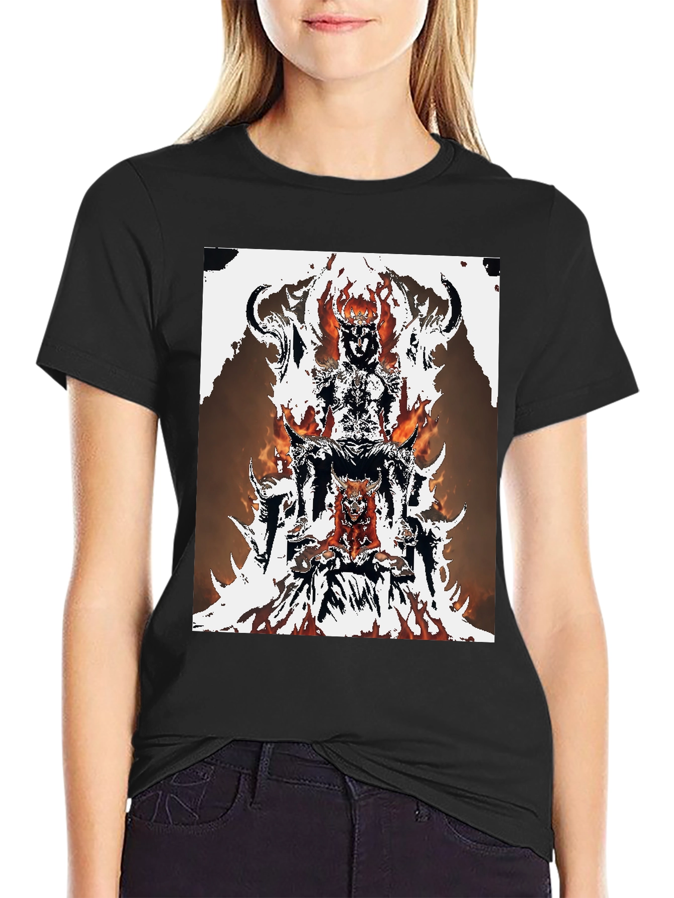 Black Fiery Throne Graphic Tee - Black Cotton Blend view 2