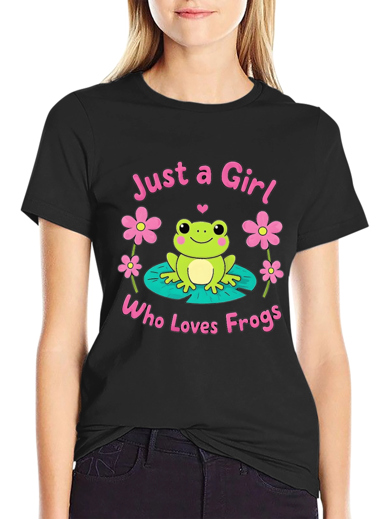 Black Just A Girl Who Loves Frogs T-Shirt view 2