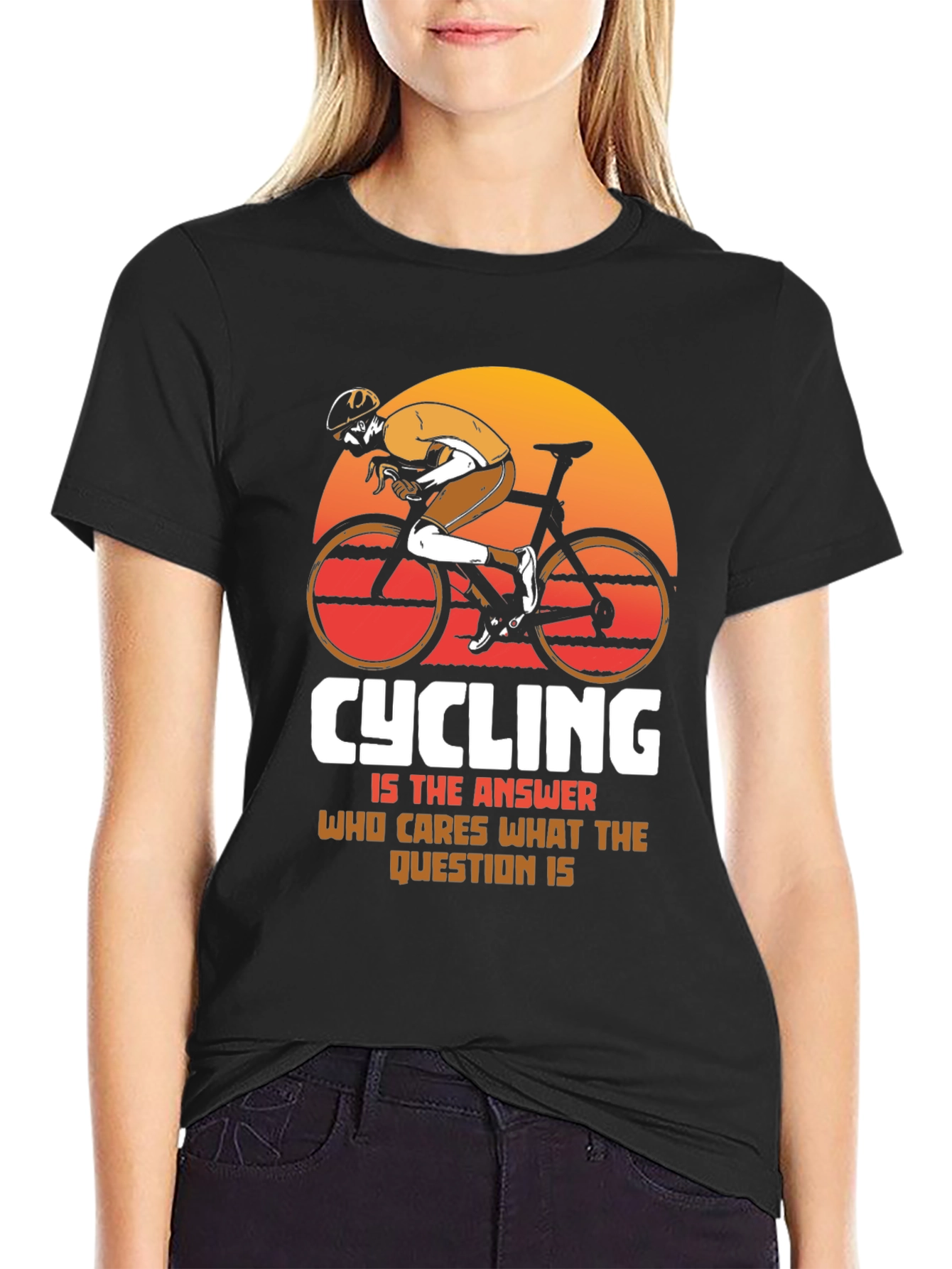 Black Cycling is the Answer Graphic Tee view 2